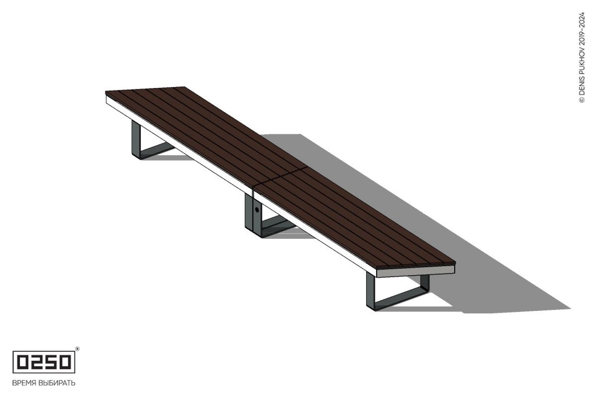 Уличная Скамейка параллелограммная правая двухпролетная укороченная на ножках производство 0250