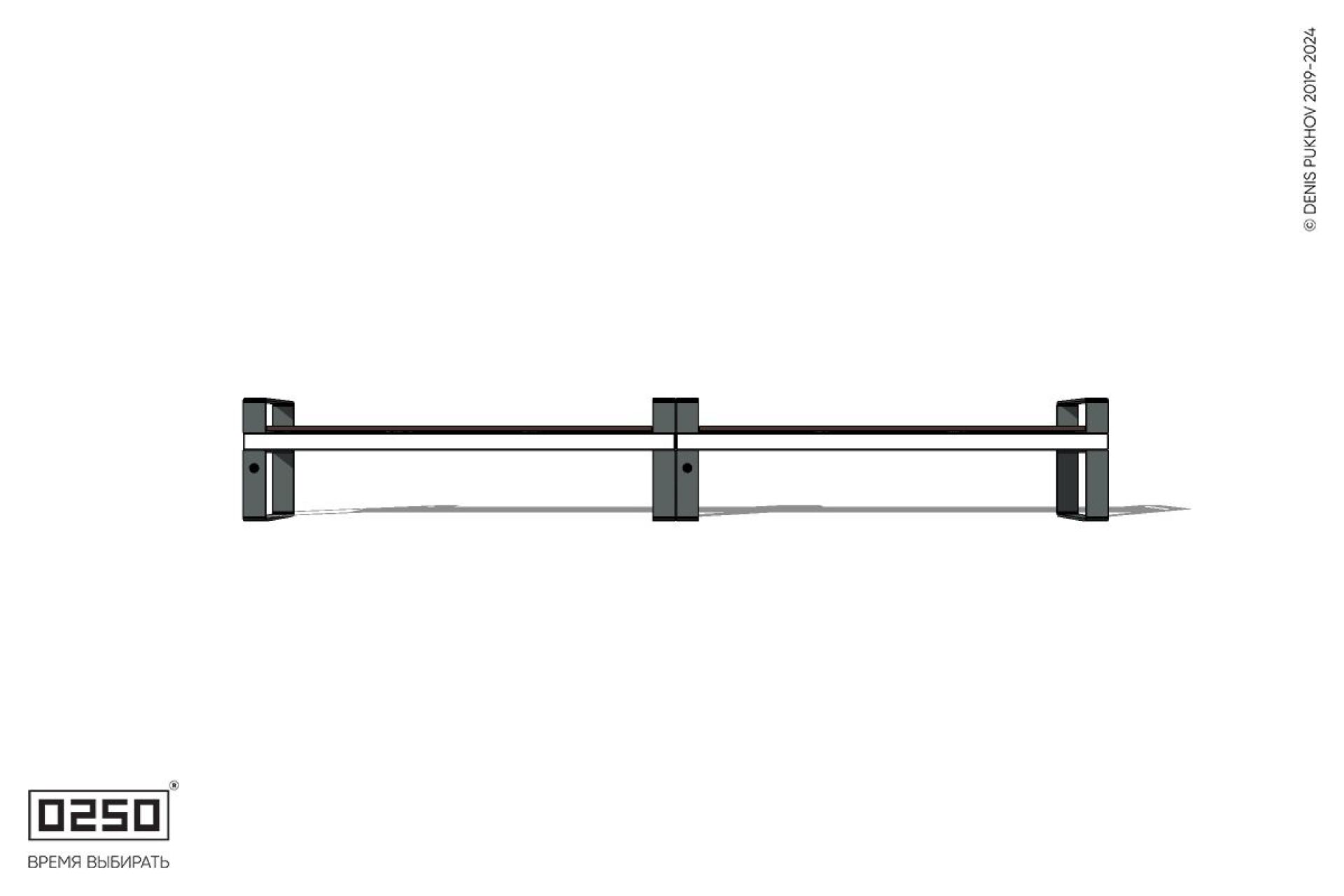 Уличная Скамейка двухпролетная с частыми подлокотниками на ножках производство 0250