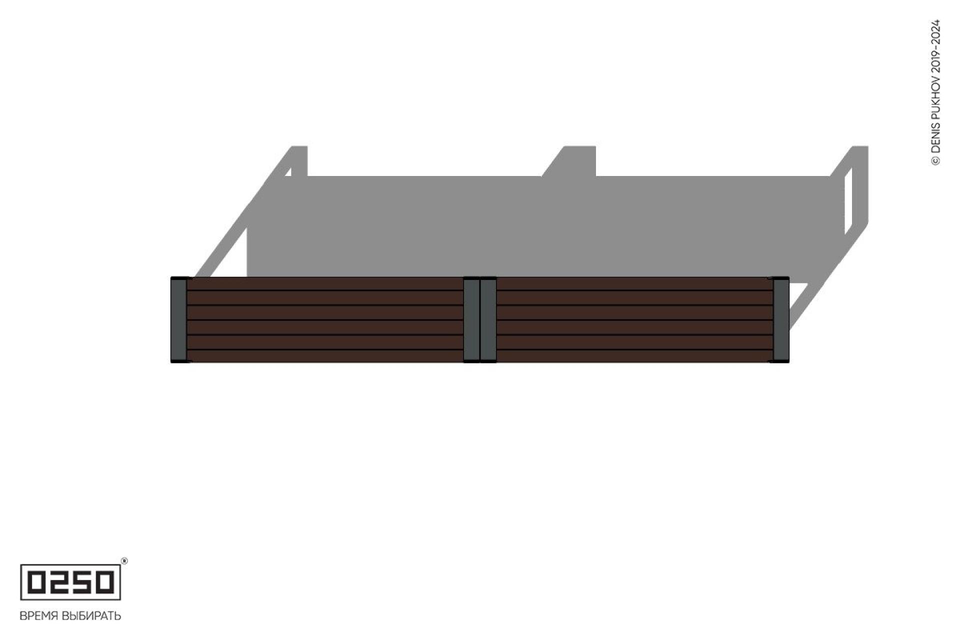 Уличная Скамейка двухпролетная с частыми подлокотниками на ножках производство 0250, module