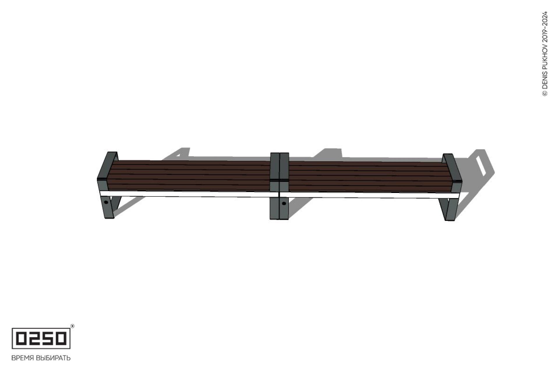 Уличная Скамейка двухпролетная с частыми подлокотниками на ножках производство 0250