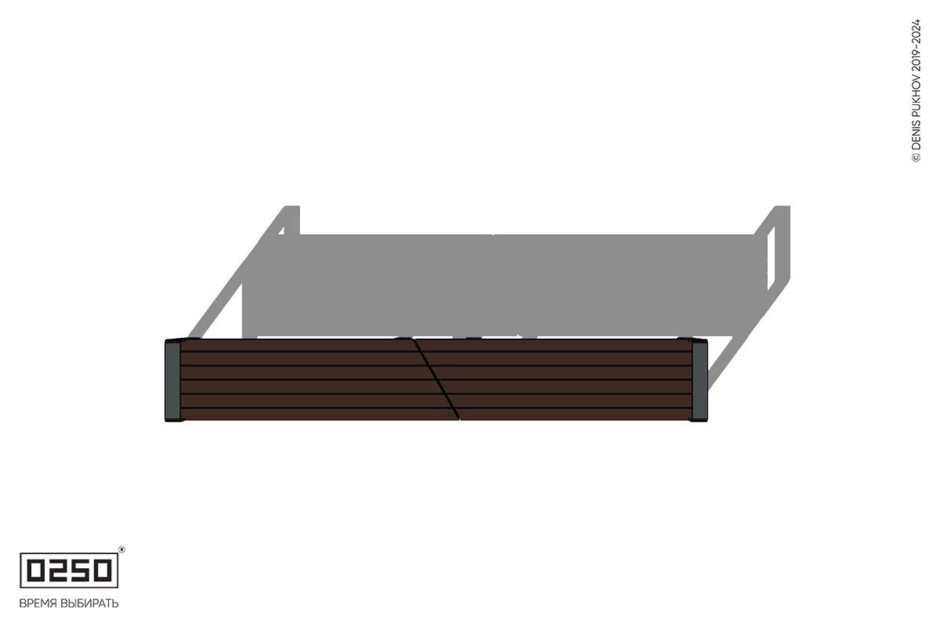 Уличная Скамейка двухпролетная с боковыми подлокотниками на ножках производство 0250, module