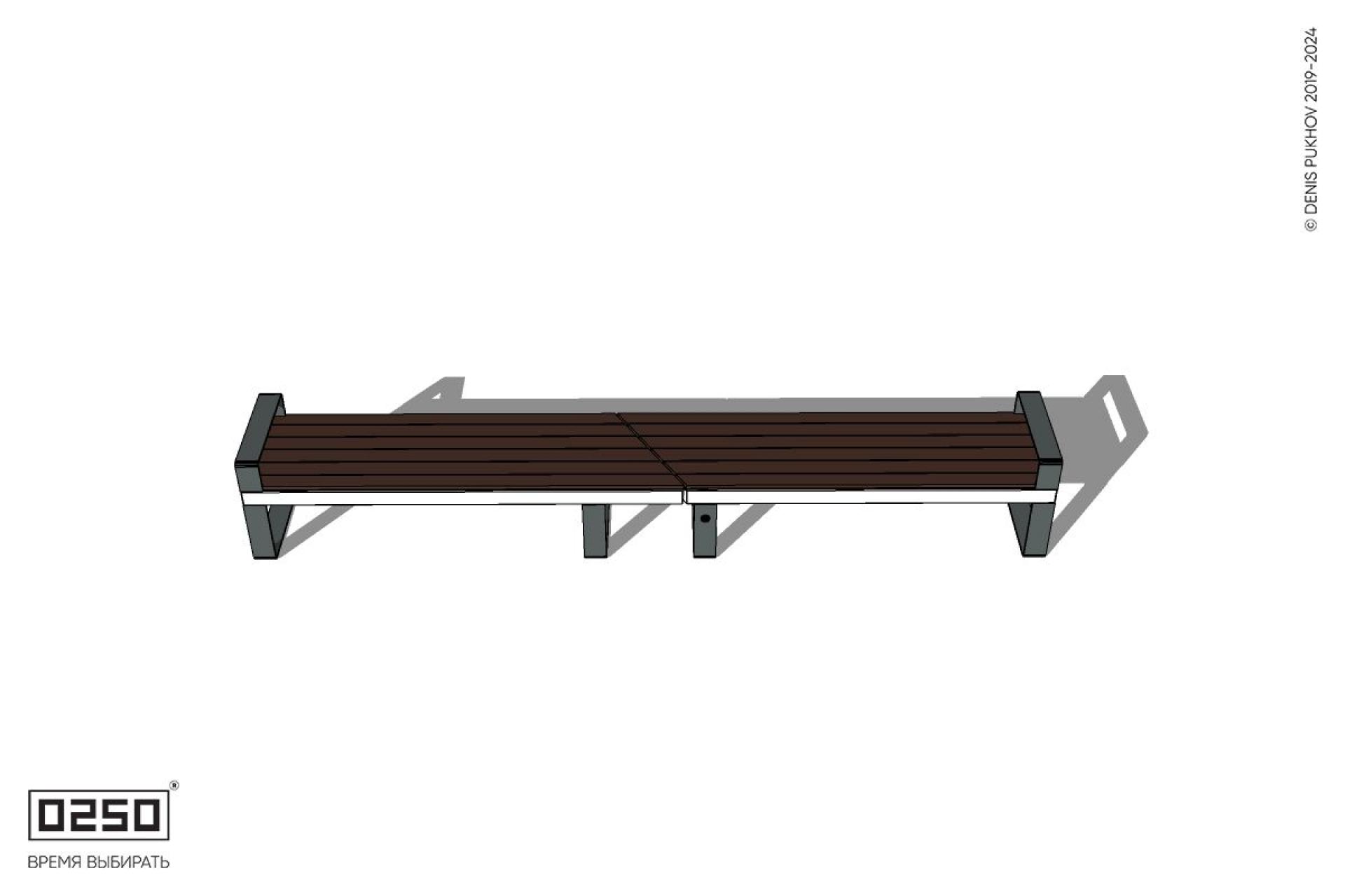 Уличная Скамейка двухпролетная с боковыми подлокотниками на ножках производство 0250