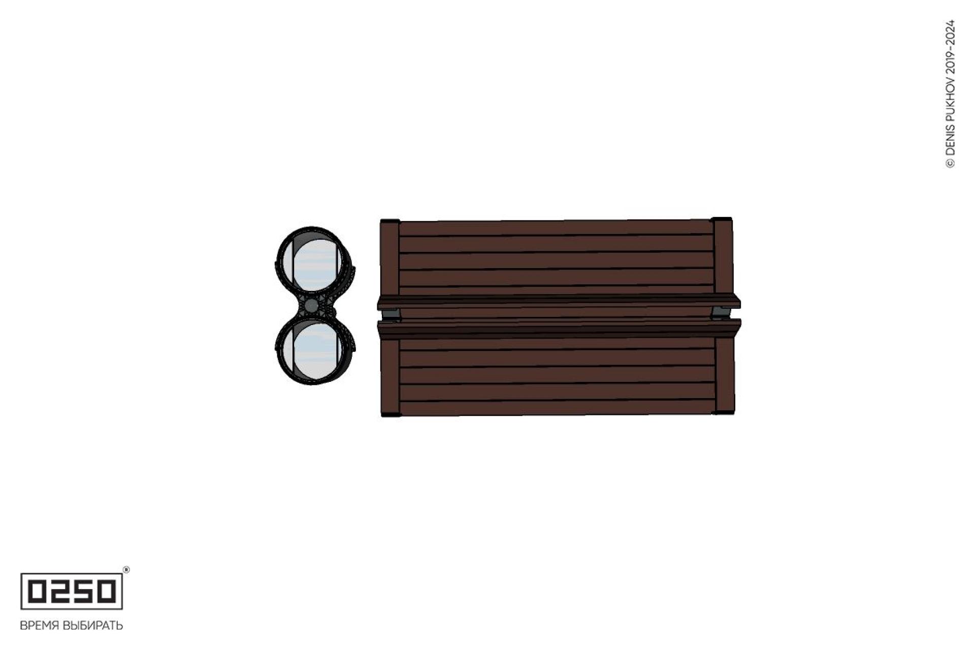 Уличная Двухсторонняя скамейка на блоке со спинкой и подлокотниками с урной Урбан 3 производство 0250