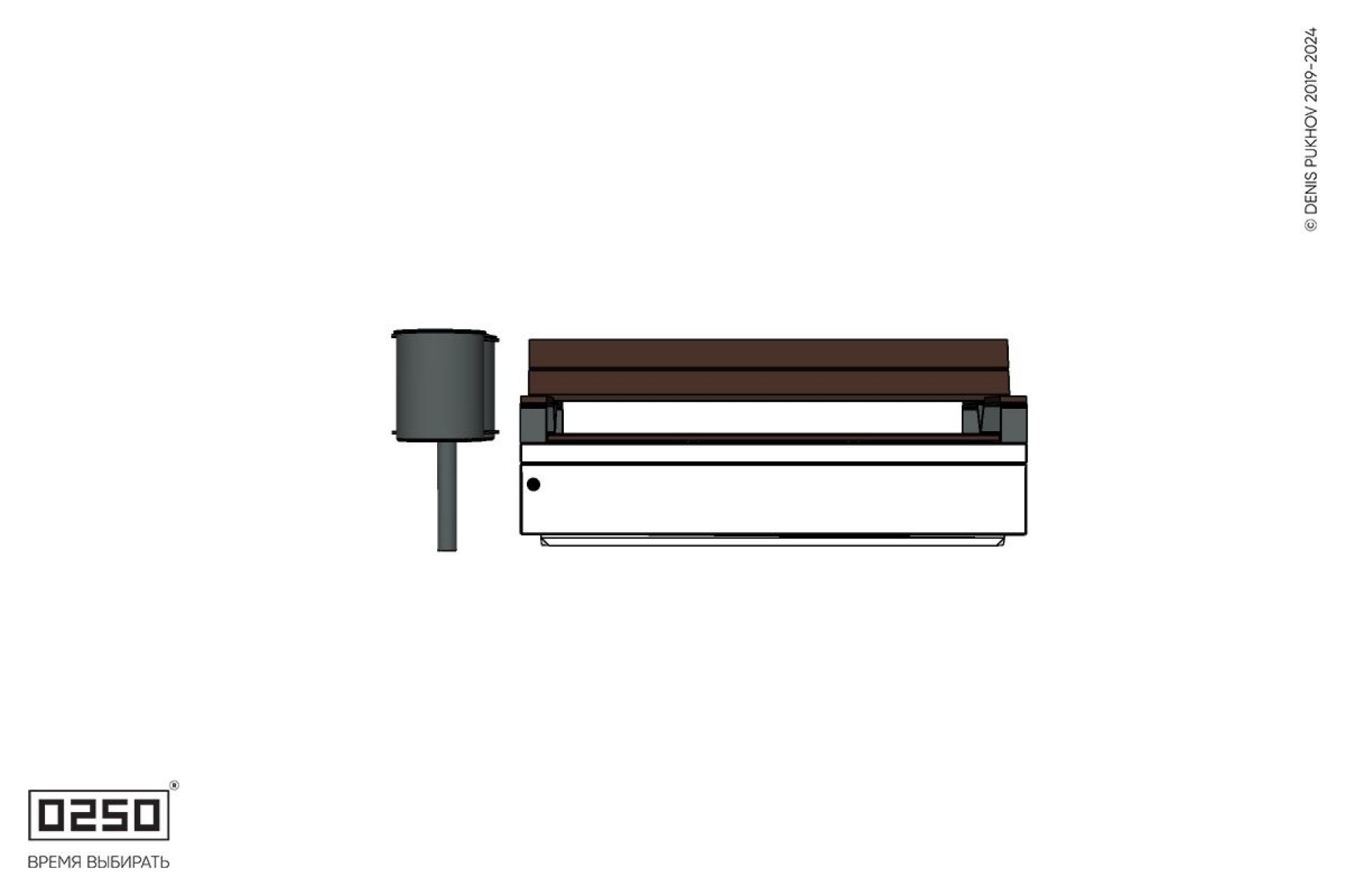 Уличная Двухсторонняя скамейка на блоке со спинкой и подлокотниками с урной Урбан 3 производство 0250