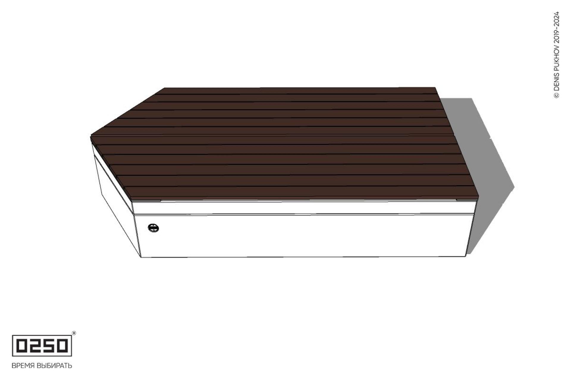 Уличная Двухсторонняя скамейка с клиновидным торцом на блоке производство 0250