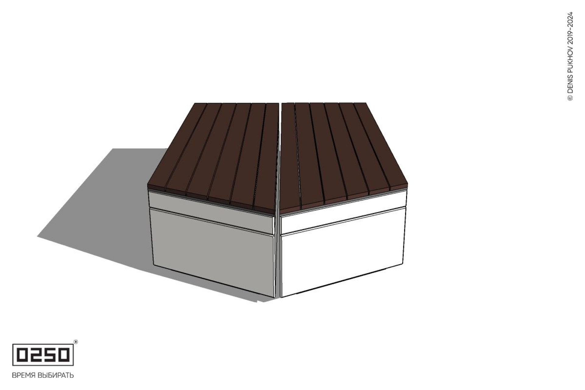 Уличная Двухсторонняя скамейка с клиновидным торцом на блоке производство 0250