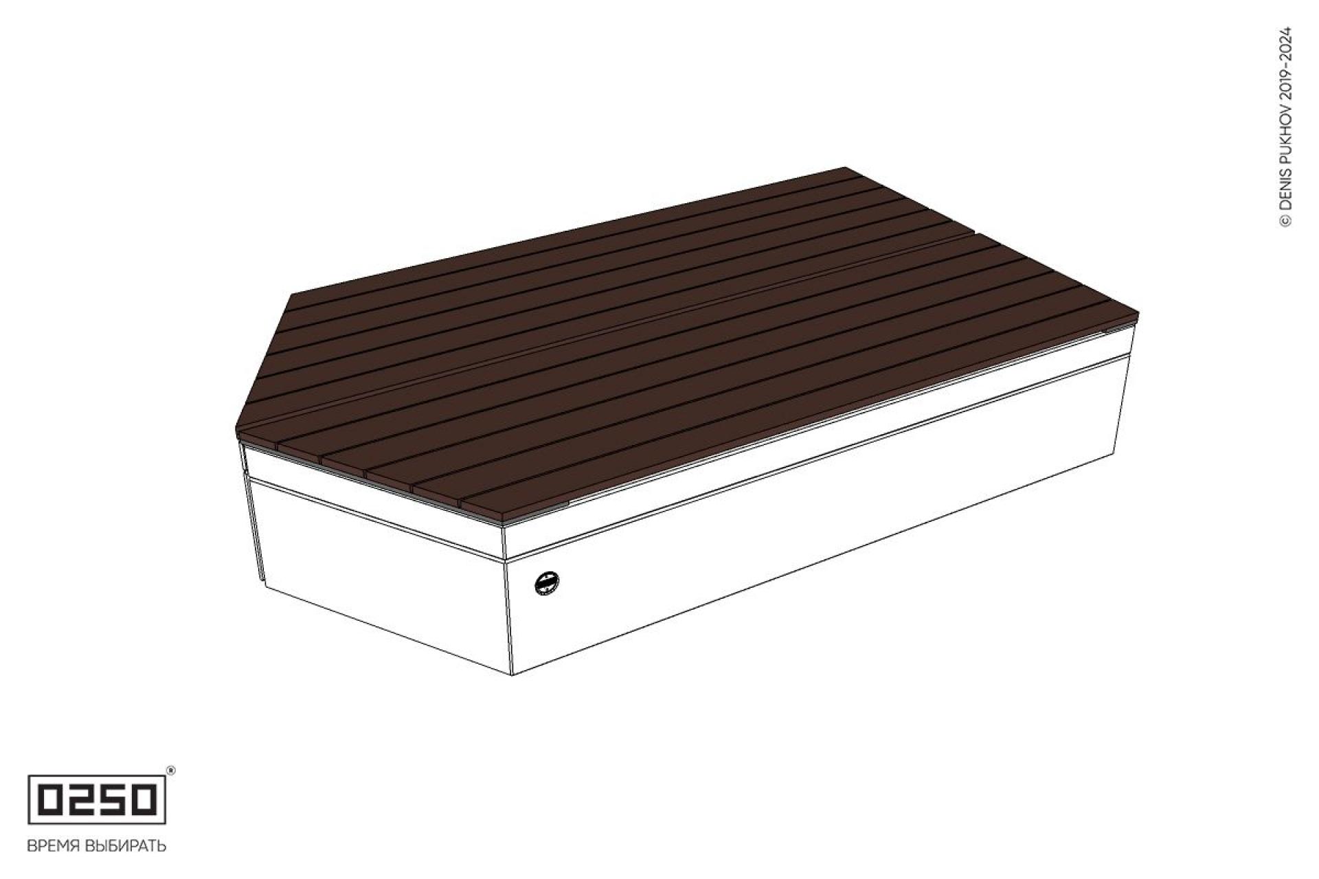 Уличная Двухсторонняя скамейка с клиновидным торцом на блоке производство 0250