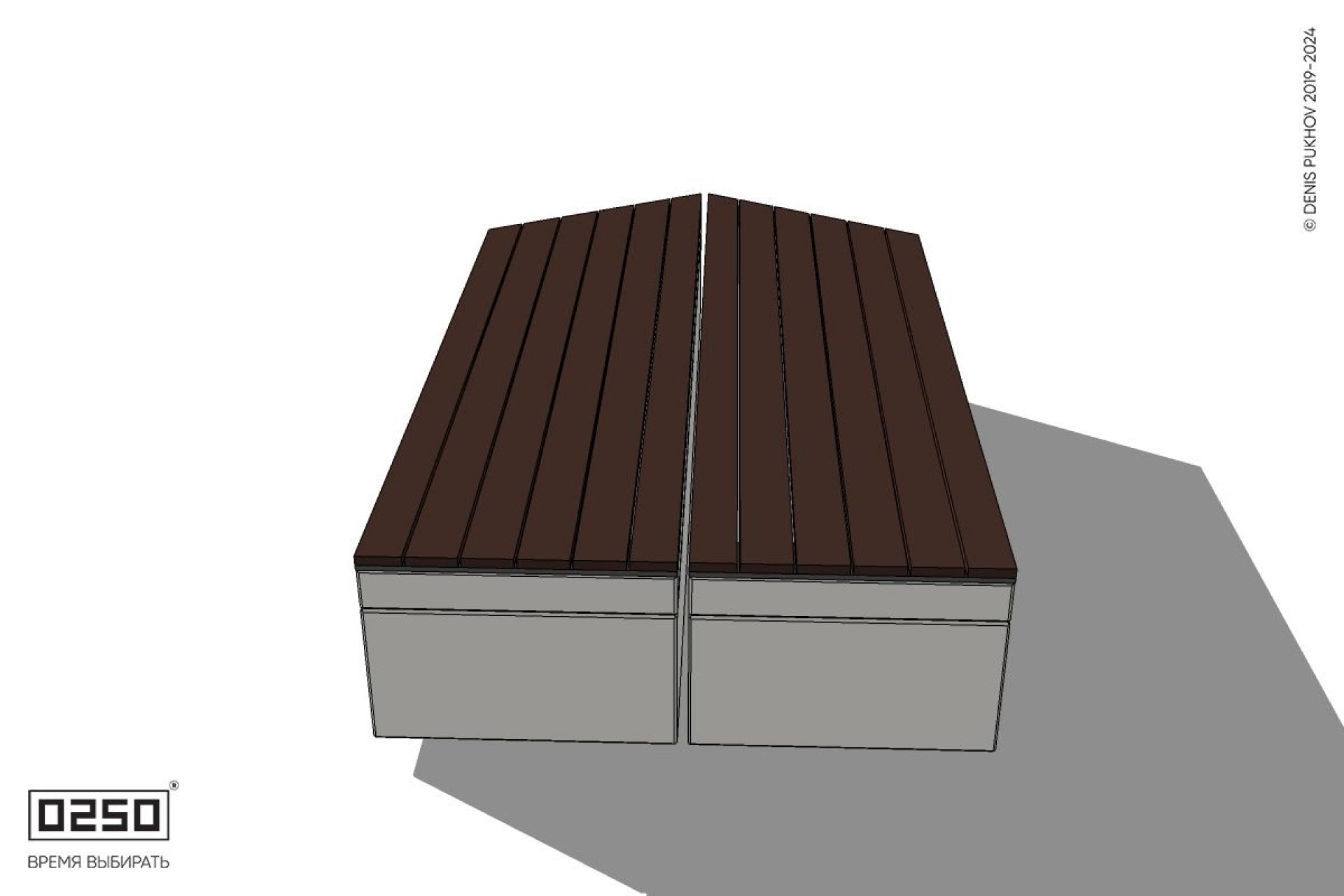 Уличная Двухсторонняя скамейка с клиновидным торцом на блоке производство 0250
