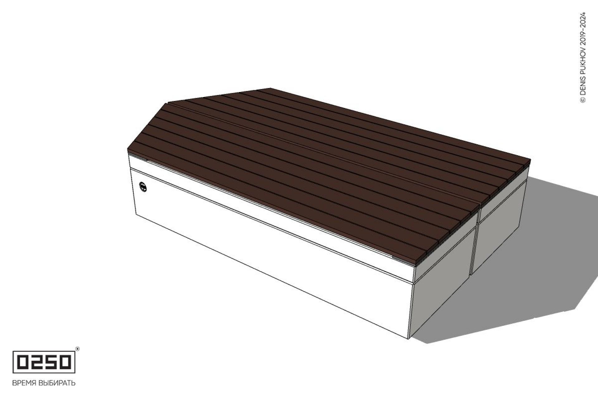 Уличная Двухсторонняя скамейка с клиновидным торцом на блоке производство 0250