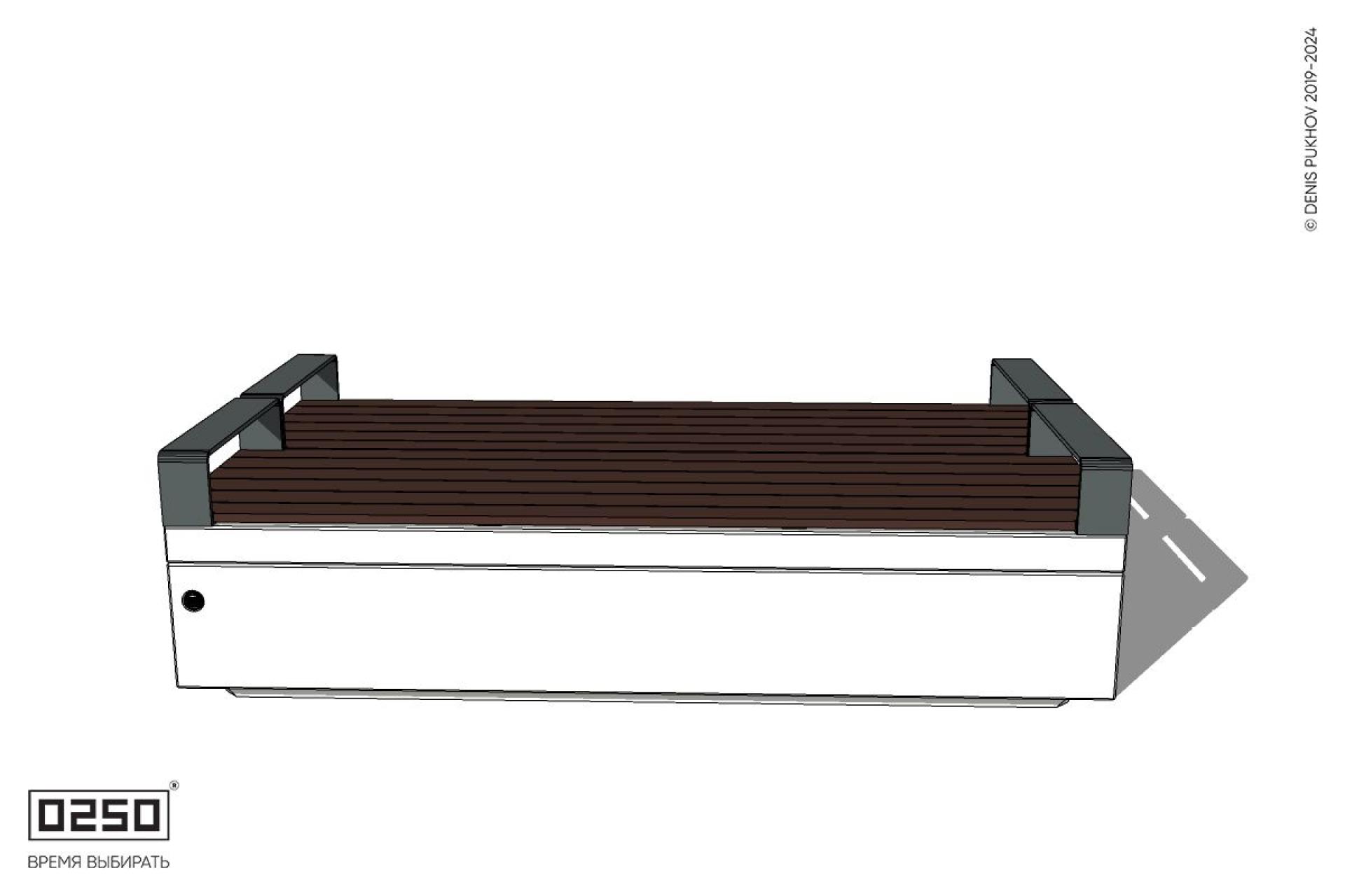 Уличная Двухсторонняя скамейка с подлокотниками на блоке производство 0250