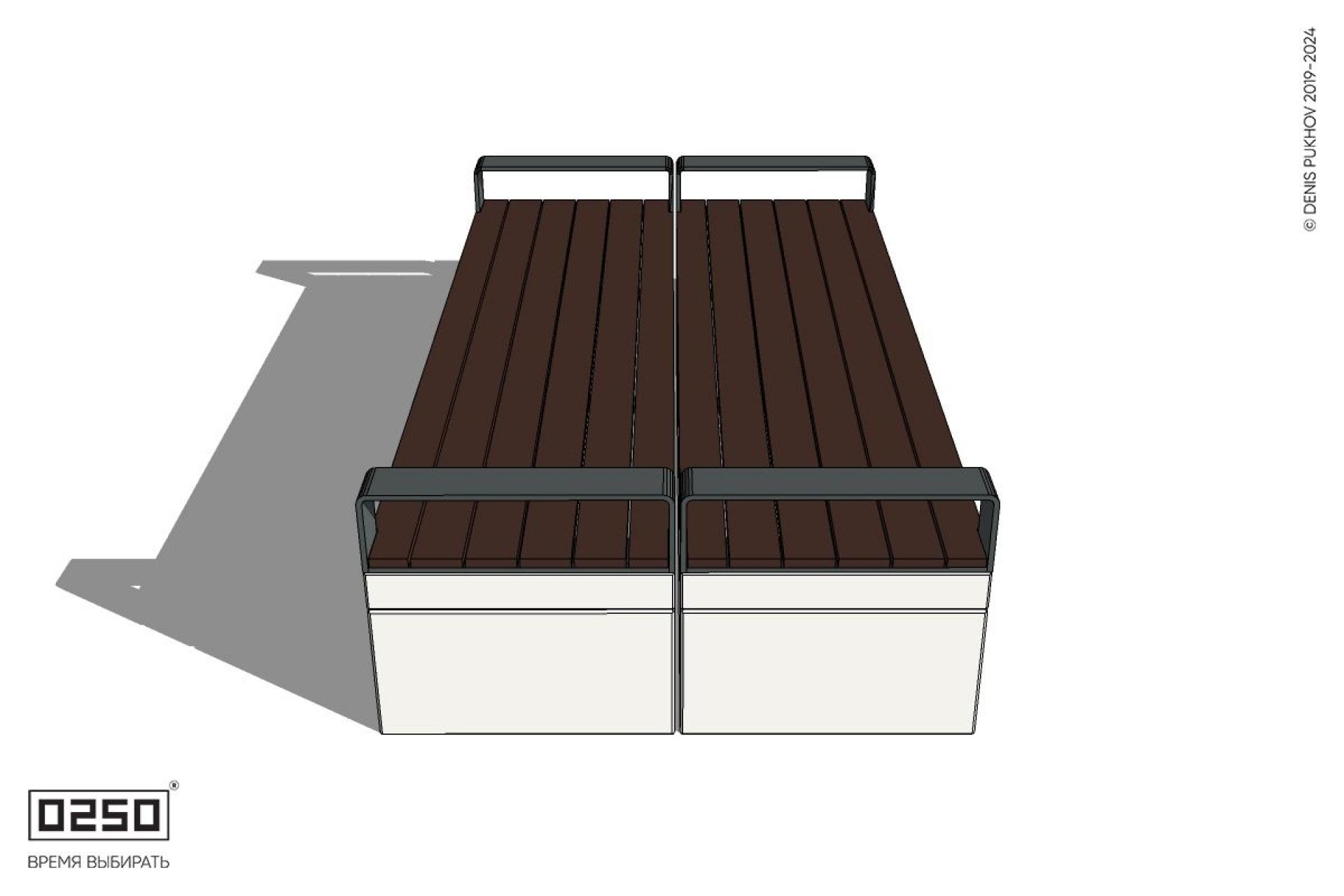 Уличная Двухсторонняя скамейка с подлокотниками на блоке производство 0250