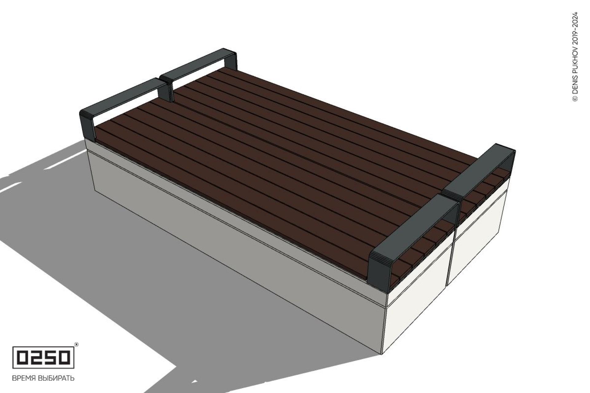 Уличная Двухсторонняя скамейка с подлокотниками на блоке производство 0250
