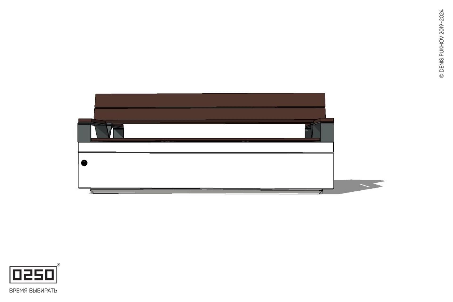 Уличная Двухсторонняя скамейка со спинкой и подлокотниками на блоке производство 0250