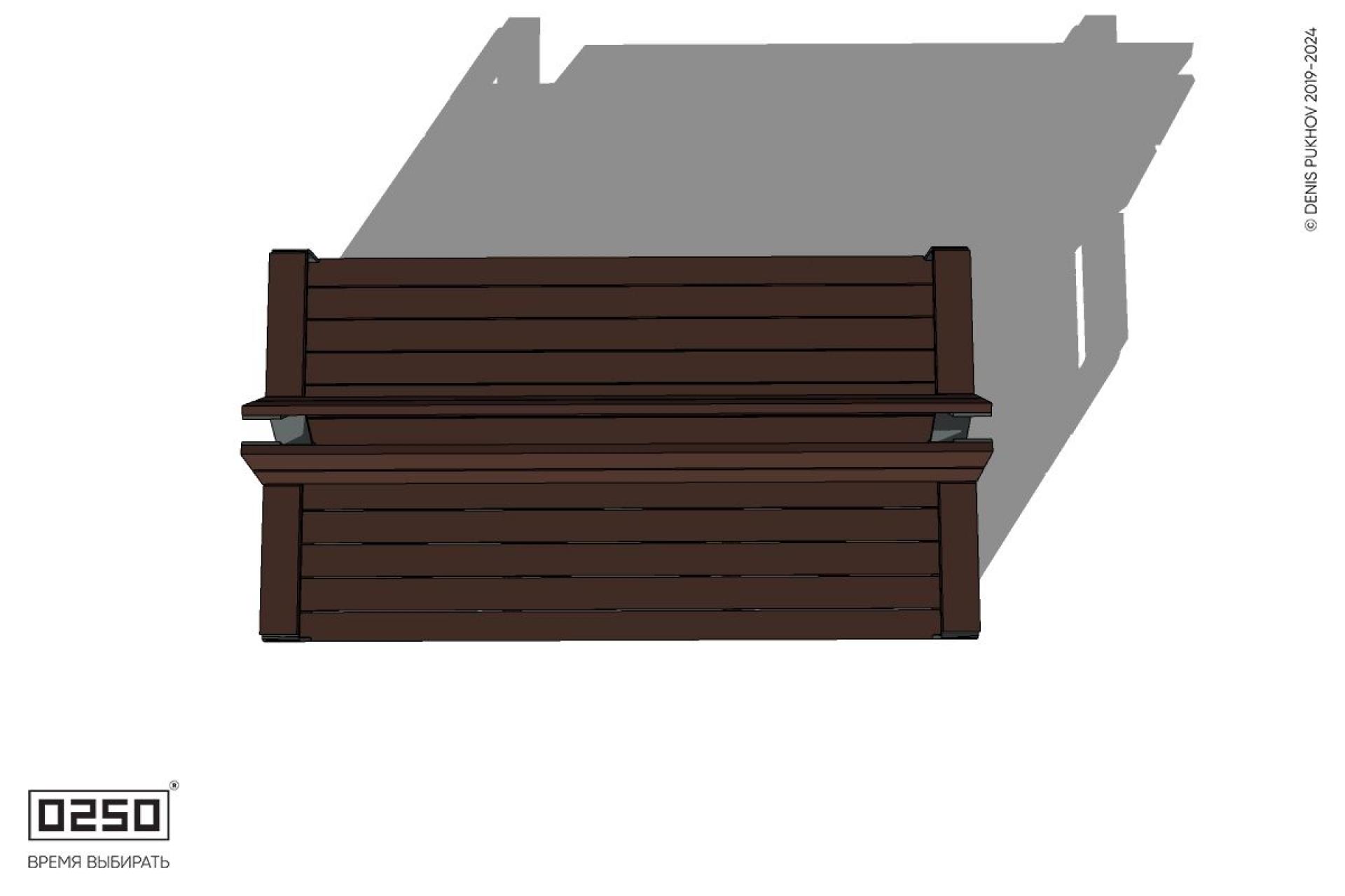 Уличная Двухсторонняя скамейка со спинкой и подлокотниками на блоке производство 0250, module