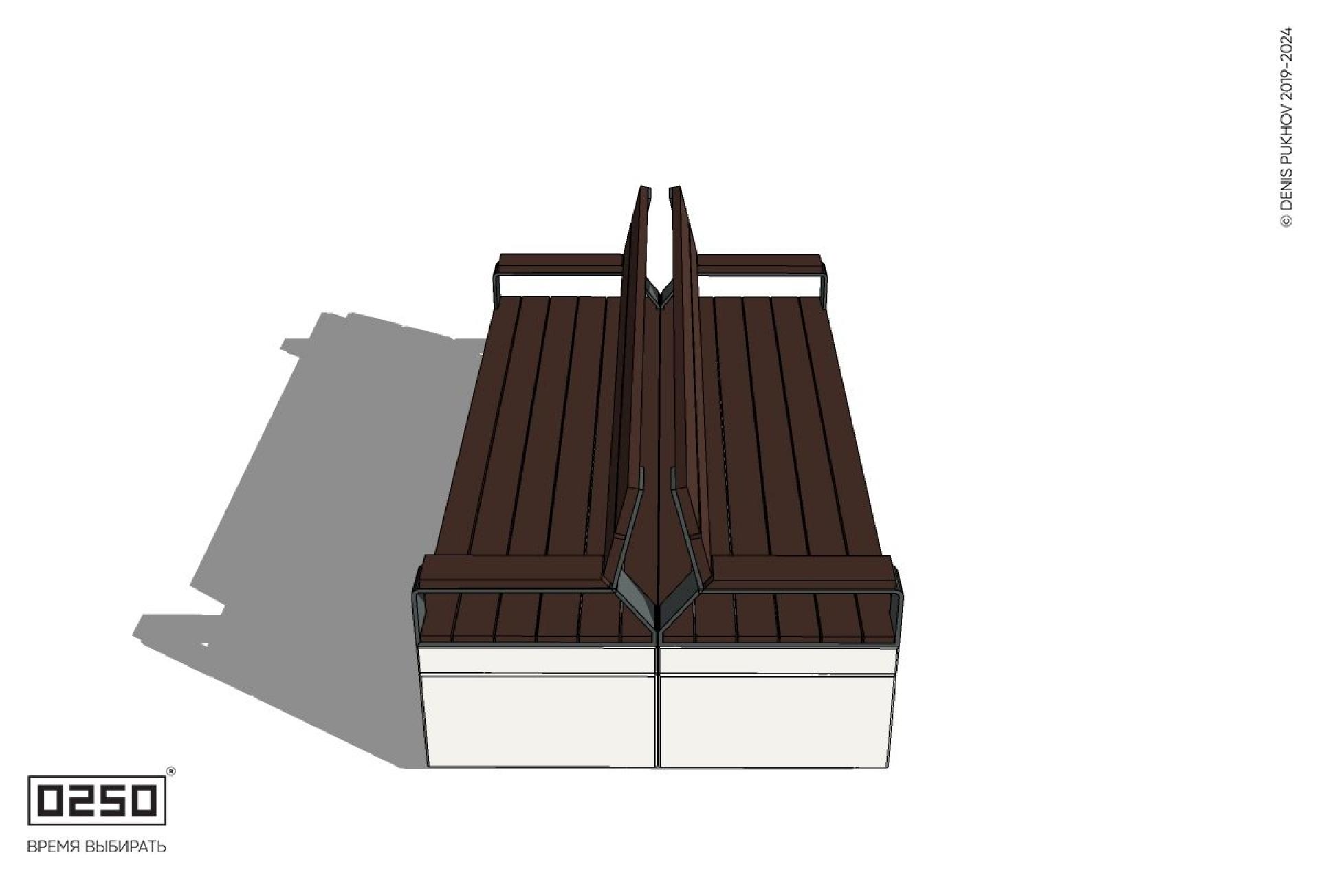 Уличная Двухсторонняя скамейка со спинкой и подлокотниками на блоке производство 0250