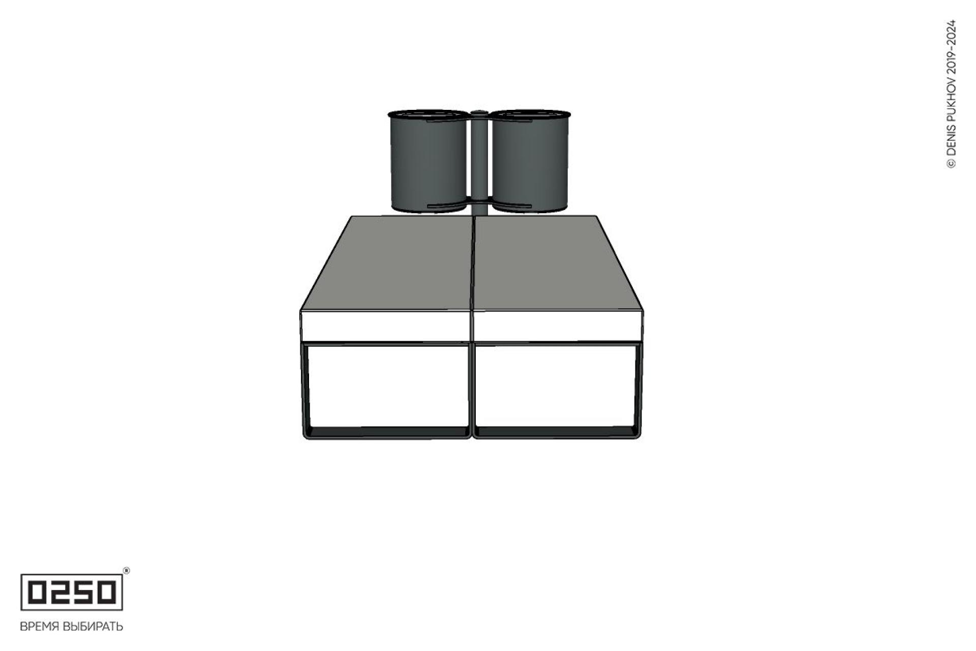 Уличная Бетонная двухсторонняя скамейка на ножках  с урной Урбан 3 производство 0250