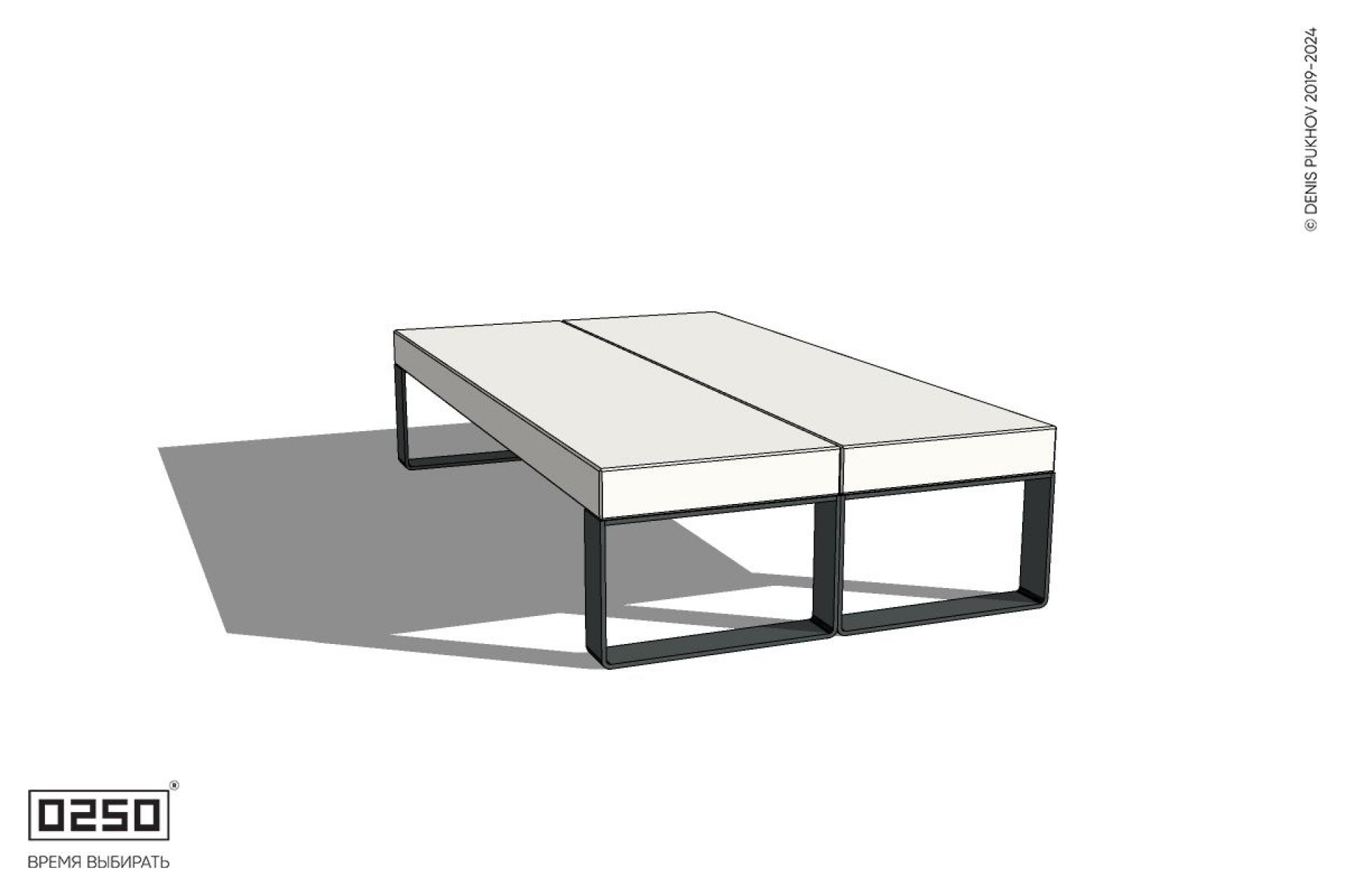 Уличная Бетонная двухсторонняя скамейка на ножках производство 0250