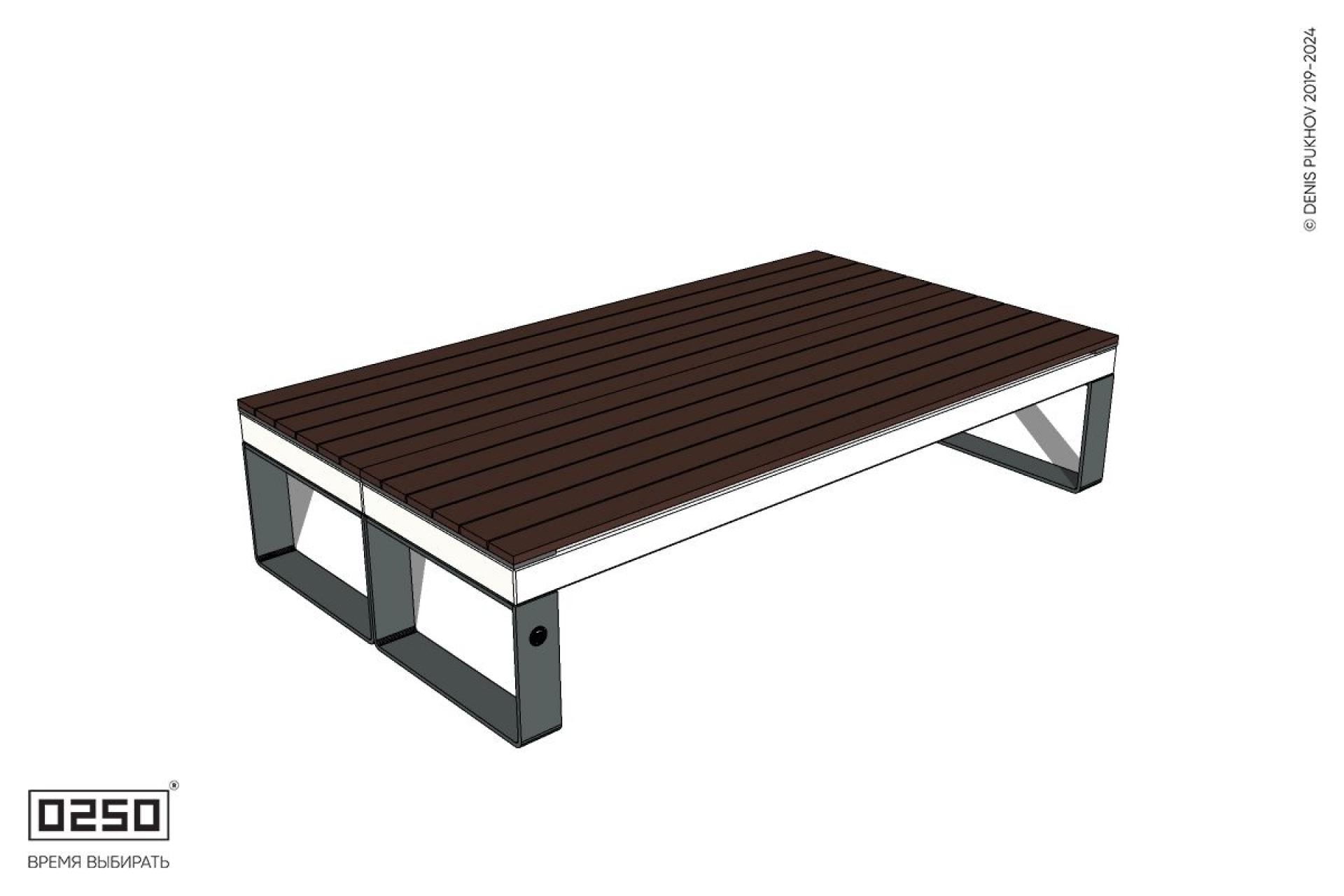 Уличная Двухсторонняя скамейка на ножках производство 0250