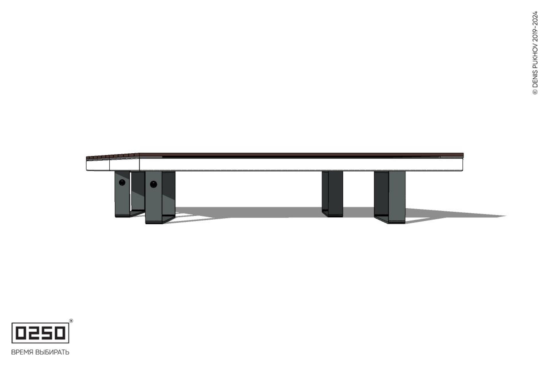 Уличная Скамейка параллелограммная левая двухсторонняя на ножках производство 0250