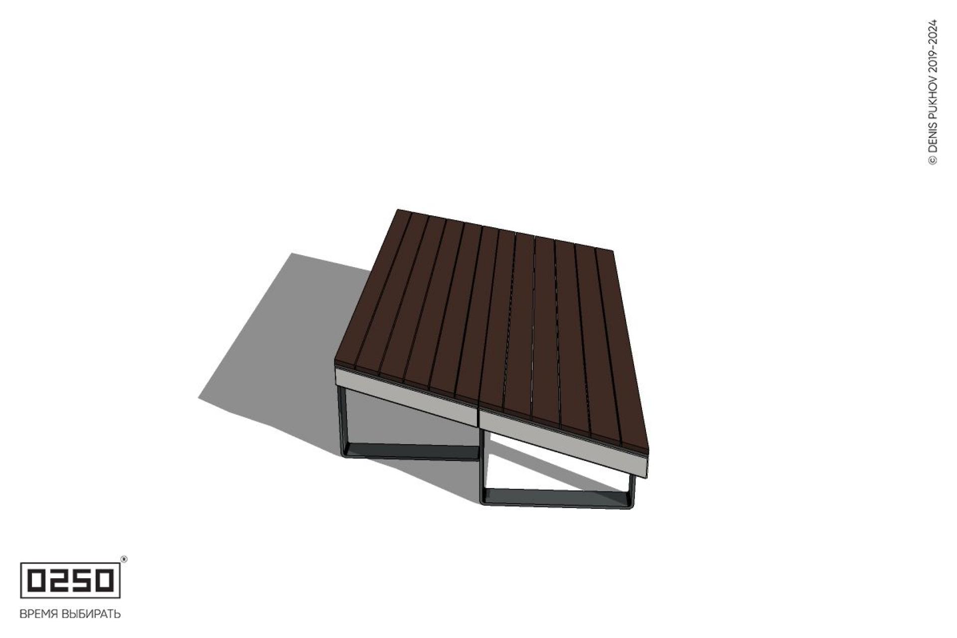 Уличная Скамейка параллелограммная правая двухсторонняя на ножках производство 0250