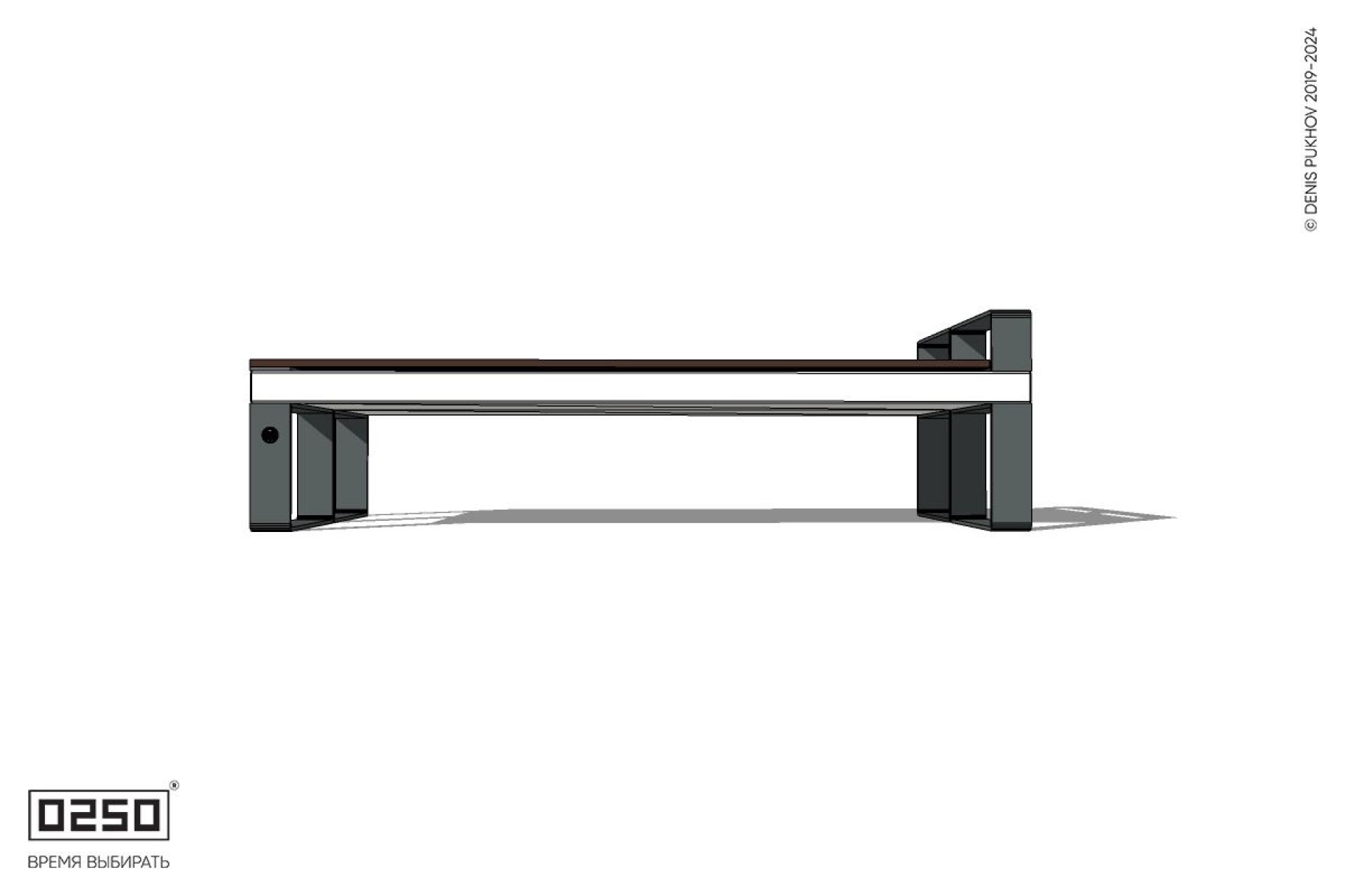 Уличная Двухсторонняя скамейка с одним подлокотником на ножках производство 0250