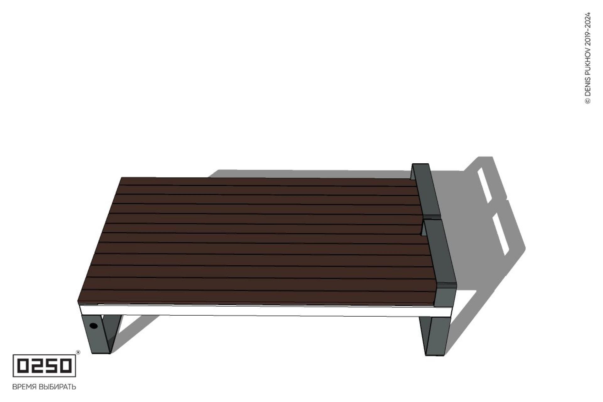 Уличная Двухсторонняя скамейка с одним подлокотником на ножках производство 0250