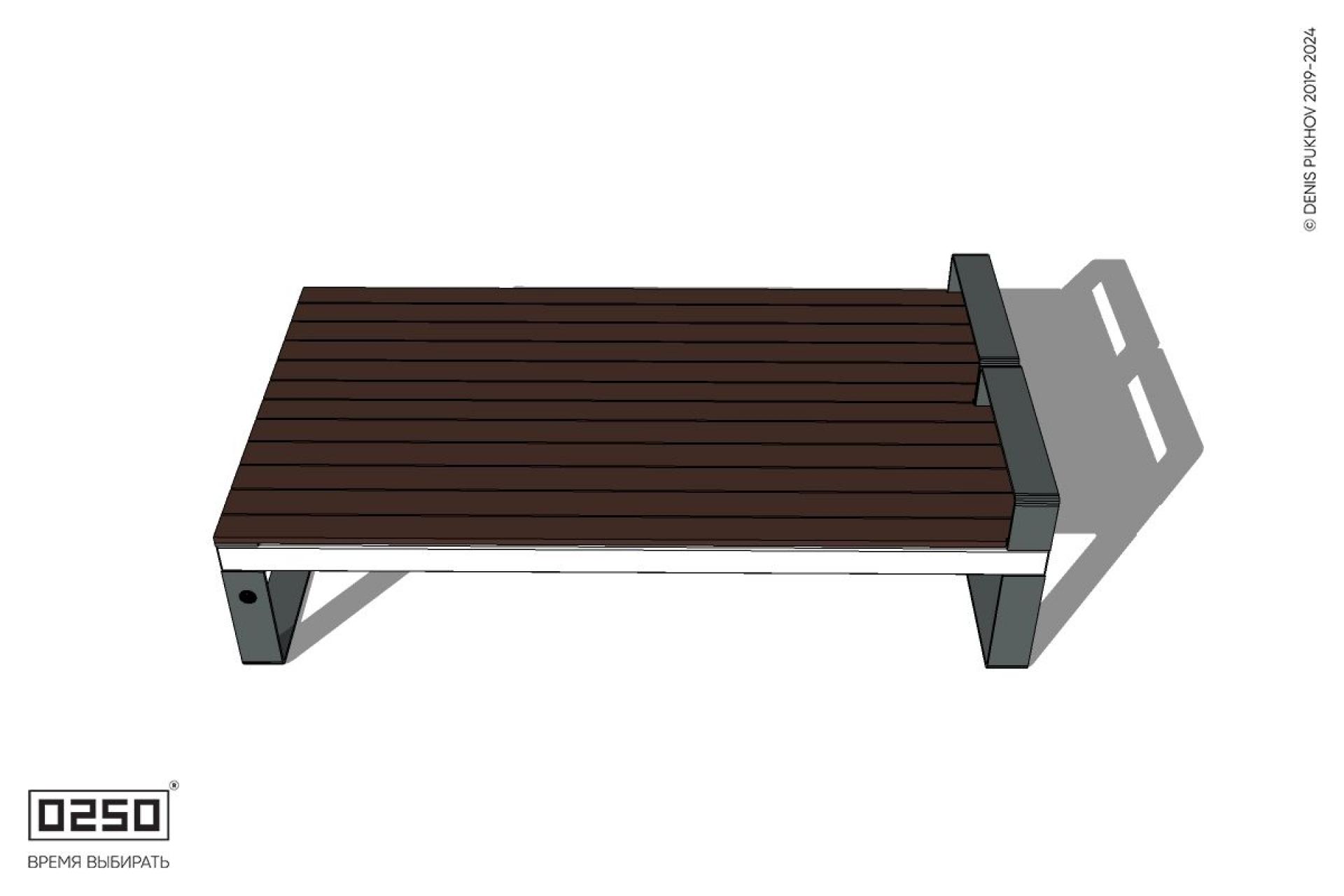 Уличная Двухсторонняя скамейка с одним подлокотником на ножках производство 0250