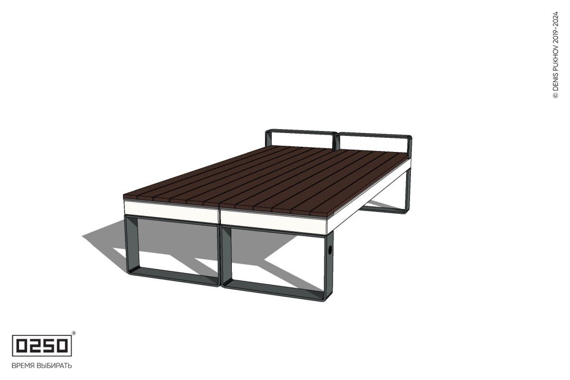 Уличная Двухсторонняя скамейка с одним подлокотником на ножках производство 0250