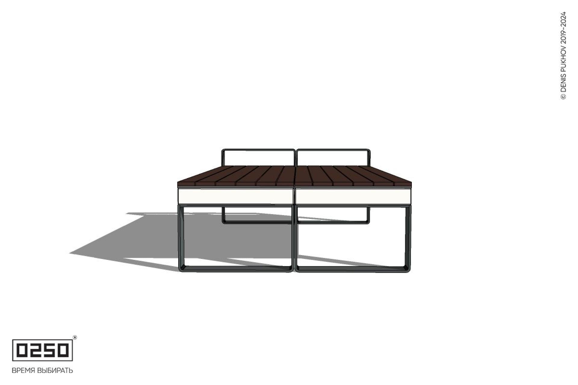 Уличная Двухсторонняя скамейка с одним подлокотником на ножках производство 0250