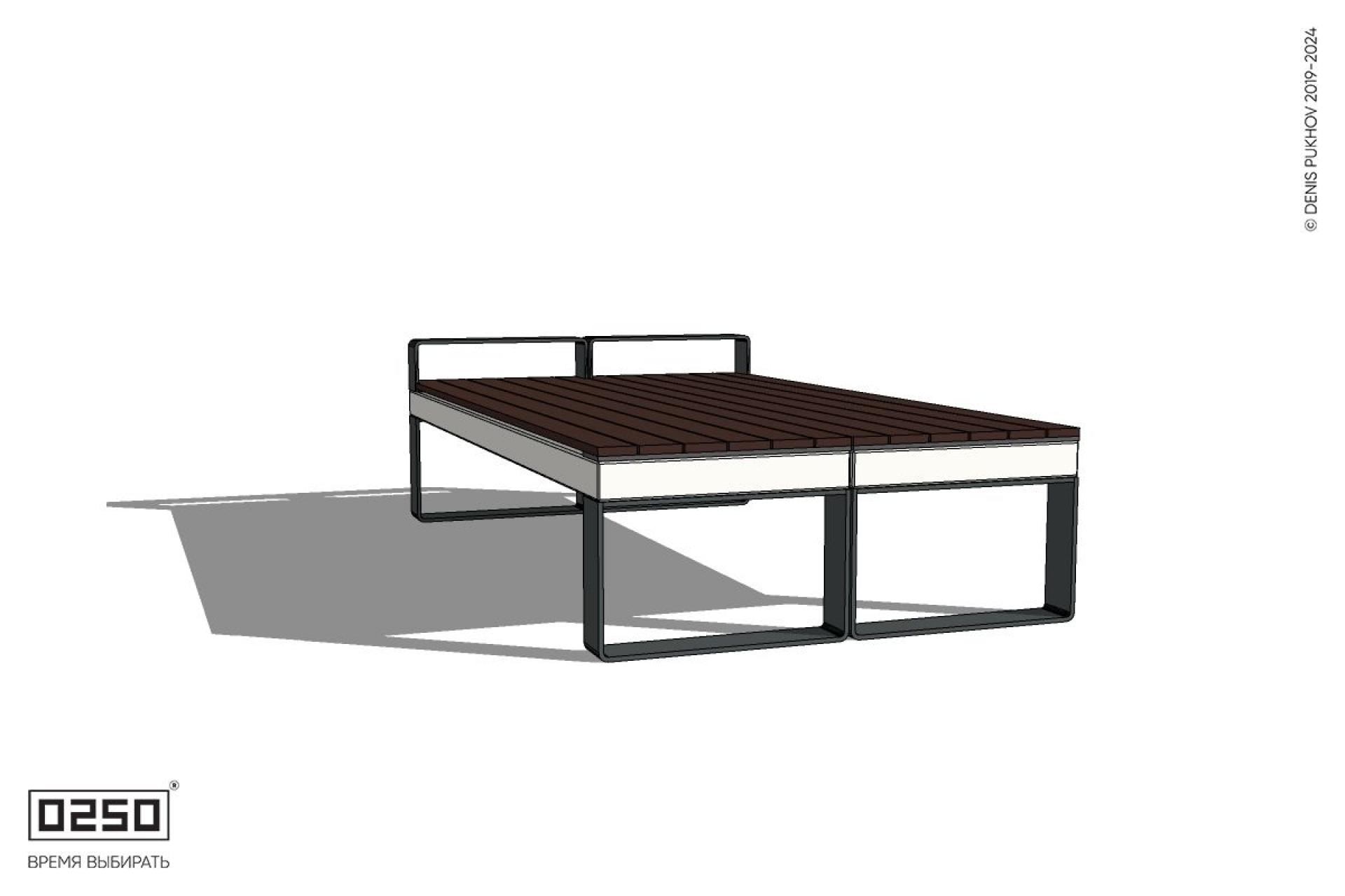 Уличная Двухсторонняя скамейка с одним подлокотником на ножках производство 0250