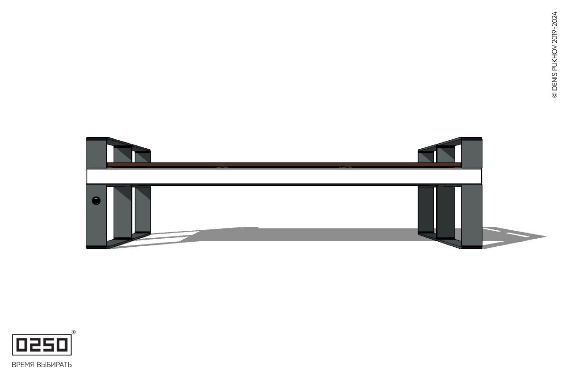 Уличная Двухсторонняя скамейка с подлокотниками на ножках производство 0250