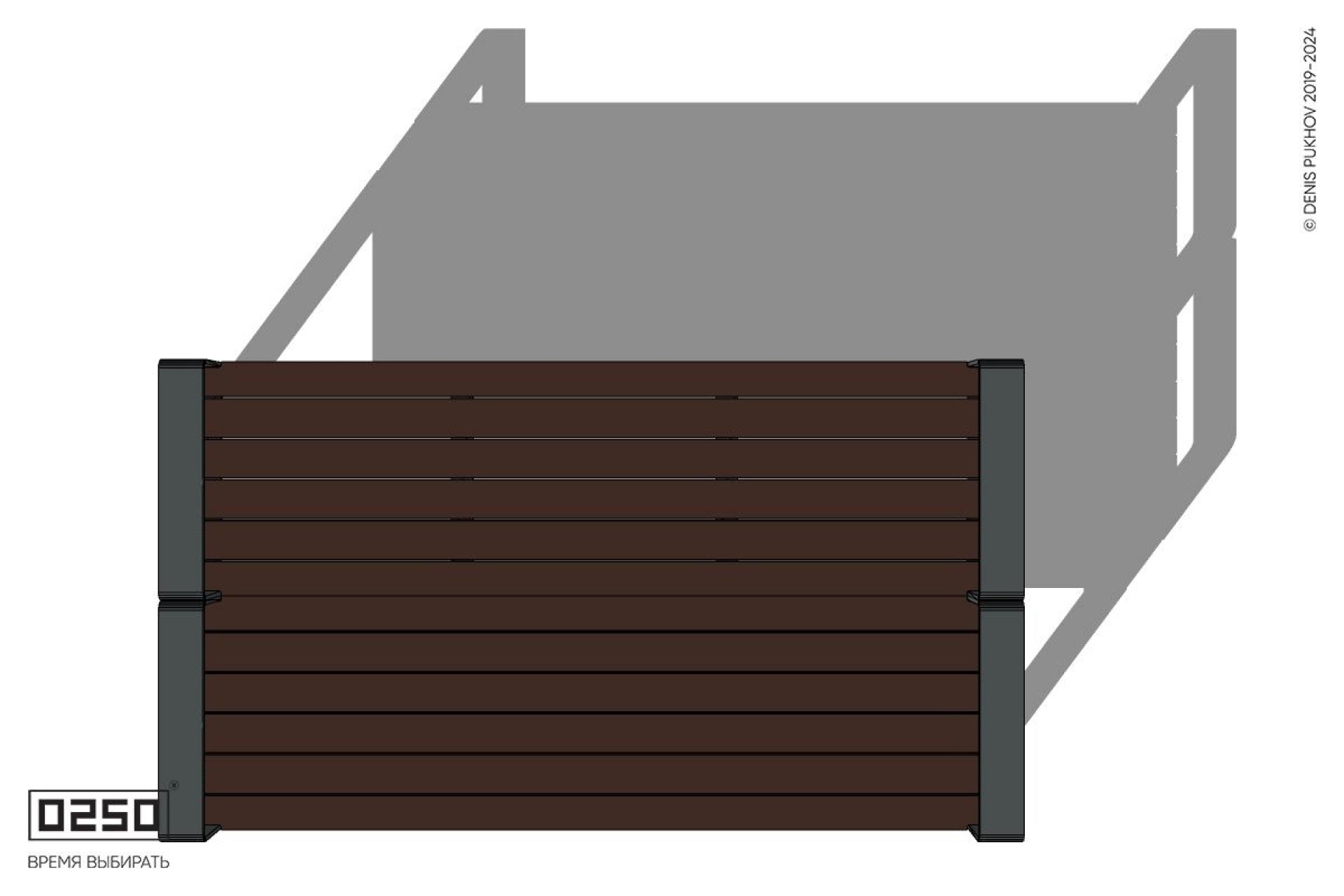 Уличная Двухсторонняя скамейка с подлокотниками на ножках производство 0250, module
