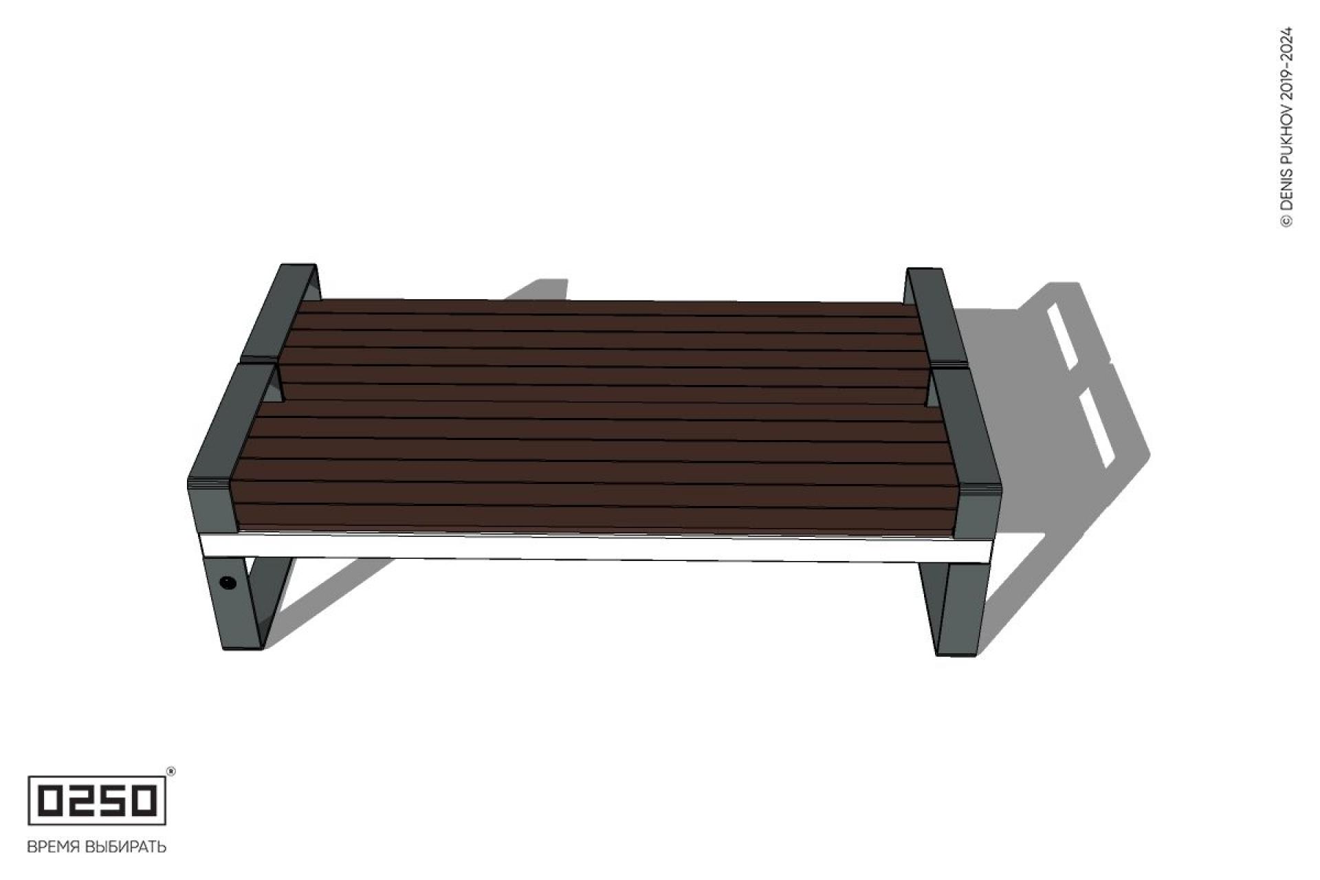 Уличная Двухсторонняя скамейка с подлокотниками на ножках производство 0250
