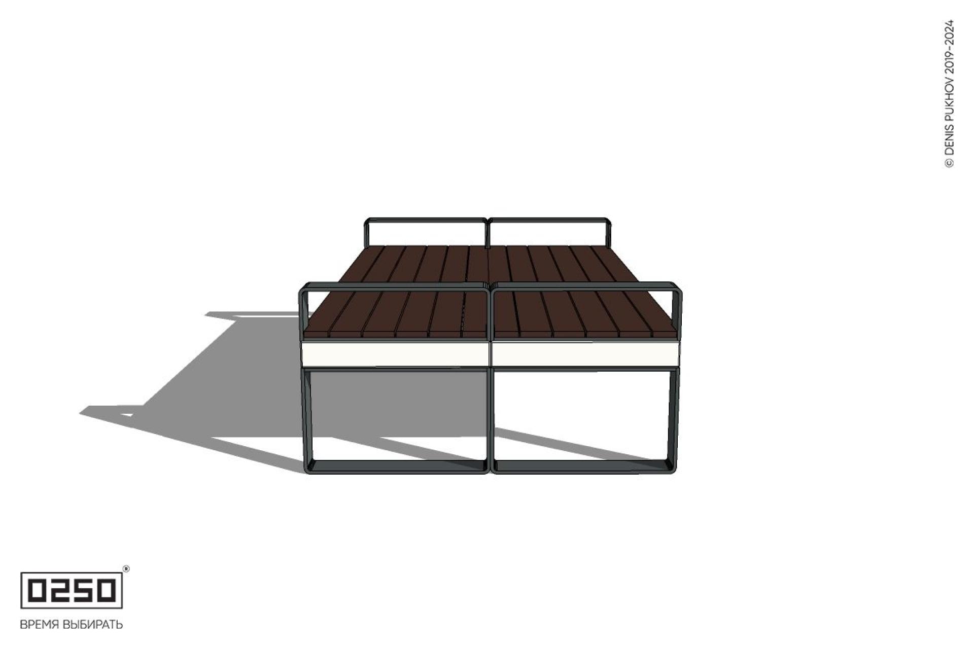 Уличная Двухсторонняя скамейка с подлокотниками на ножках производство 0250
