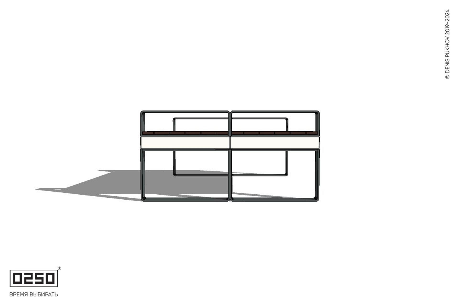 Уличная Двухсторонняя скамейка с подлокотниками на ножках производство 0250
