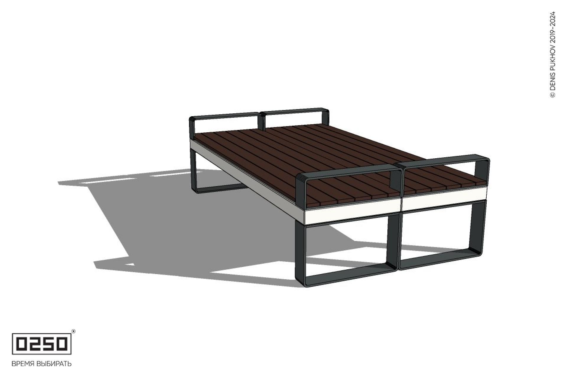 Уличная Двухсторонняя скамейка с подлокотниками на ножках производство 0250