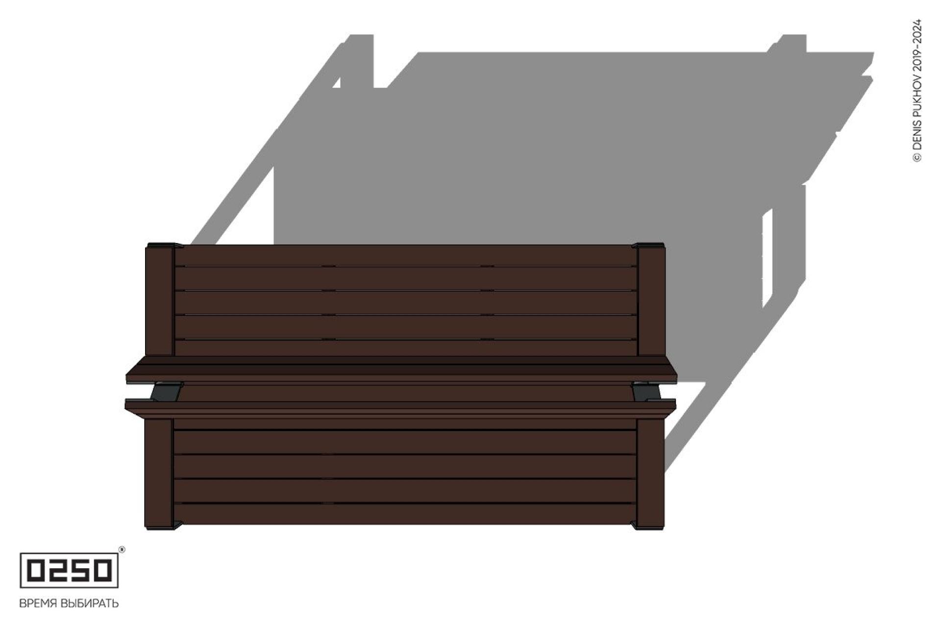 Уличная Двухсторонняя скамейка со спинкой и подлокотниками на ножках производство 0250, module