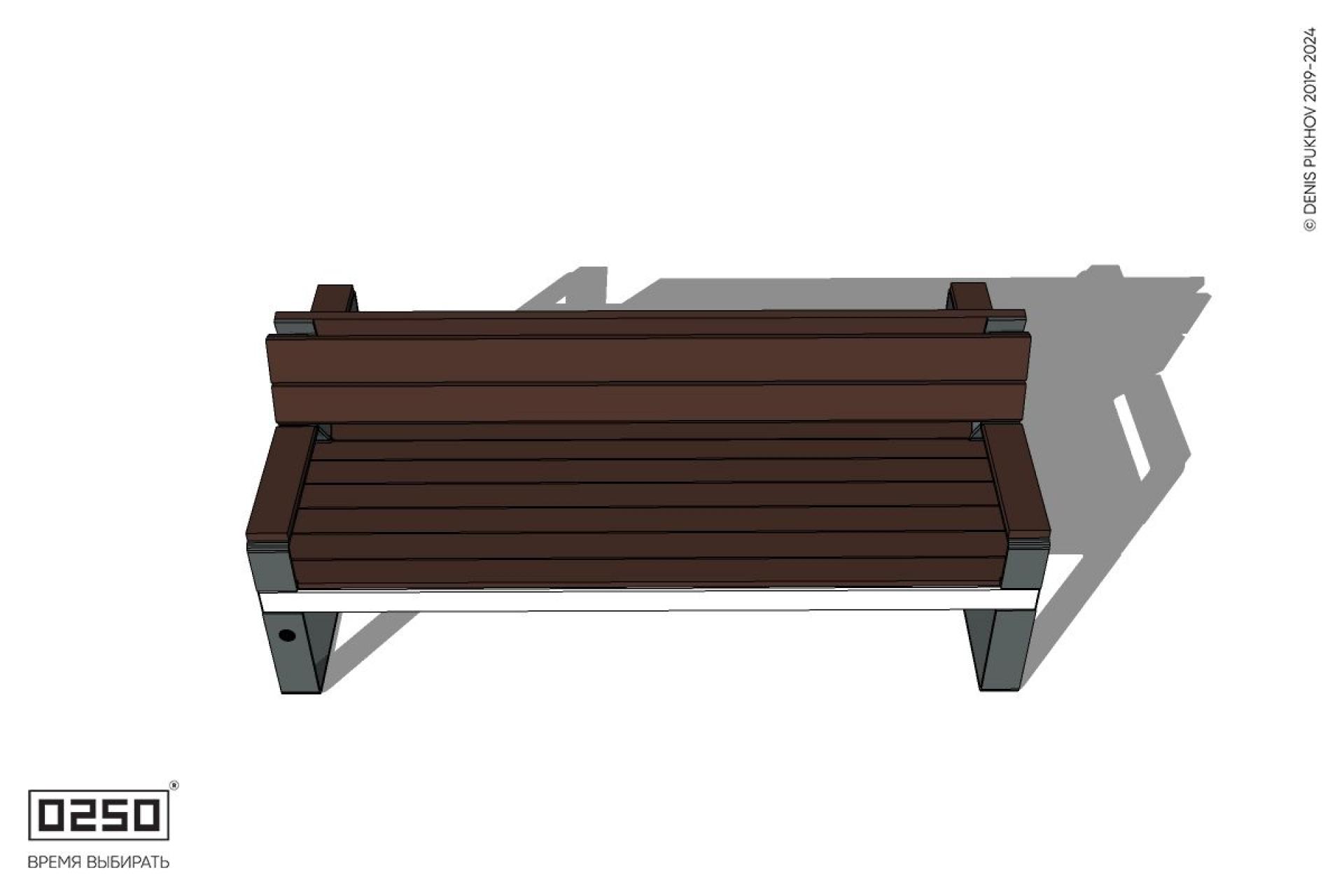 Уличная Двухсторонняя скамейка со спинкой и подлокотниками на ножках производство 0250