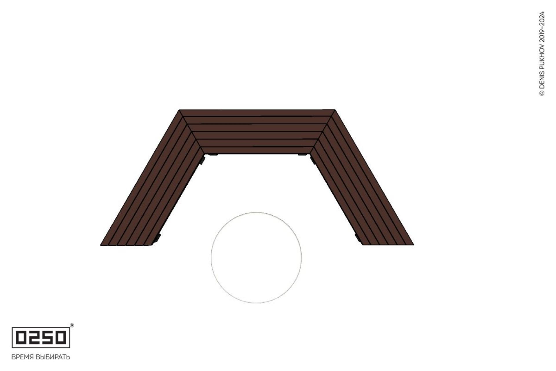 Уличная Двухповоротная скошенная скамейка на ножках со столом Рондо производство 0250 Уличная Двухповоротная скошенная скамейка на ножках со столом Рондо производство 0250