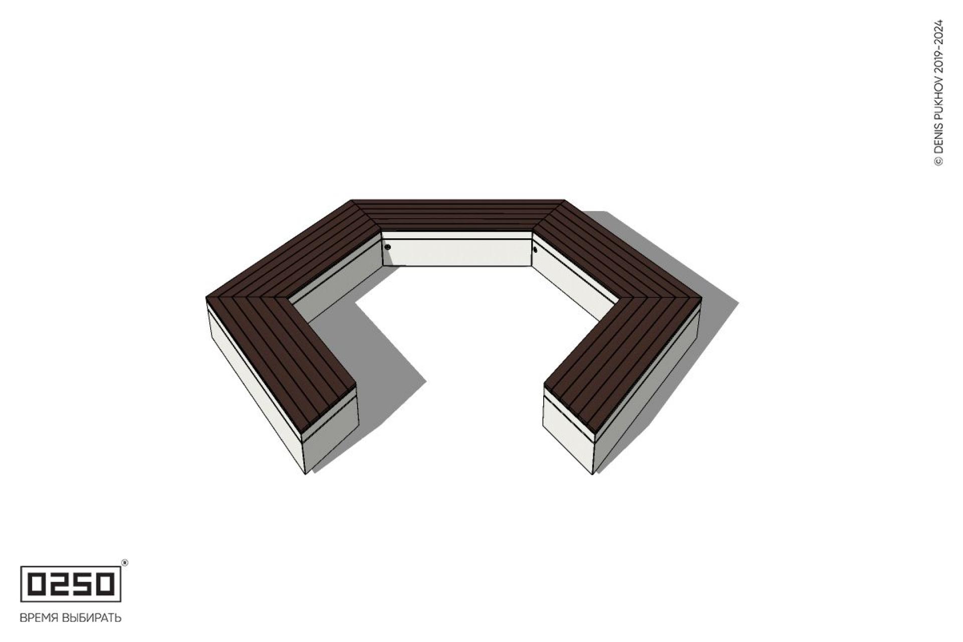 Уличная Четырехповоротная скошенная скамейка на блоке производство 0250