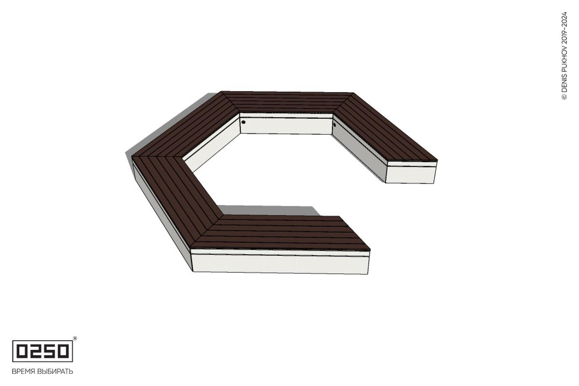 Уличная Четырехповоротная скошенная скамейка на блоке производство 0250