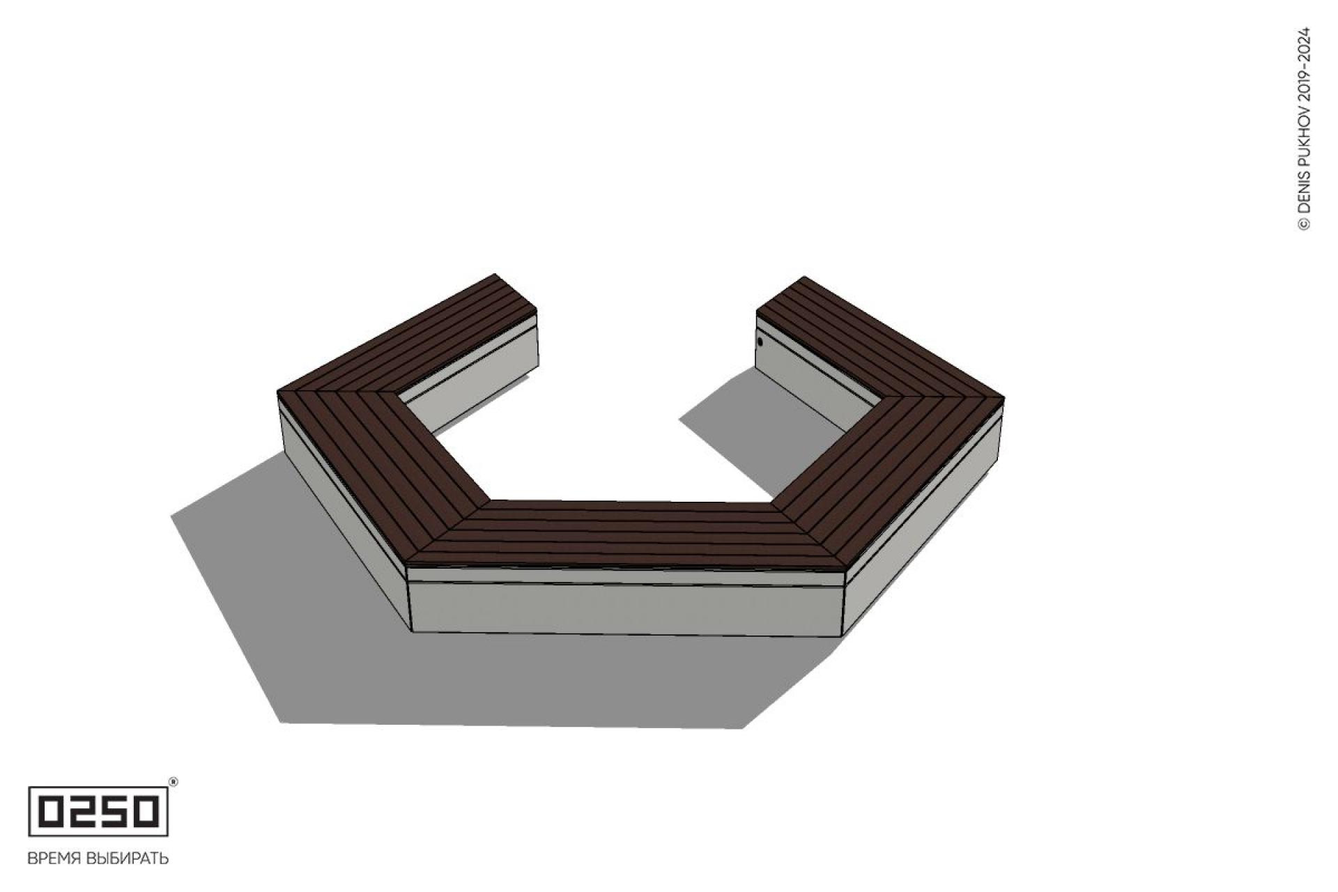 Уличная Четырехповоротная скошенная скамейка на блоке производство 0250