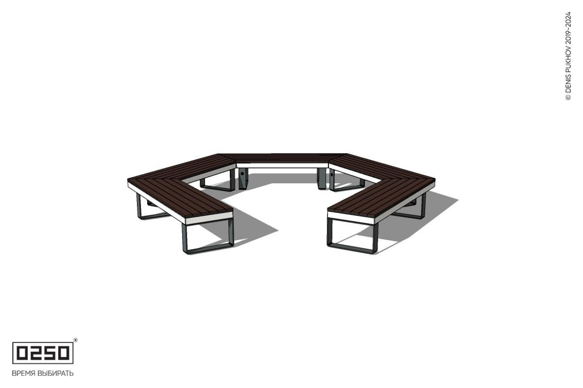 Уличная Четырехповоротная прямоконечная скамейка на ножках производство 0250