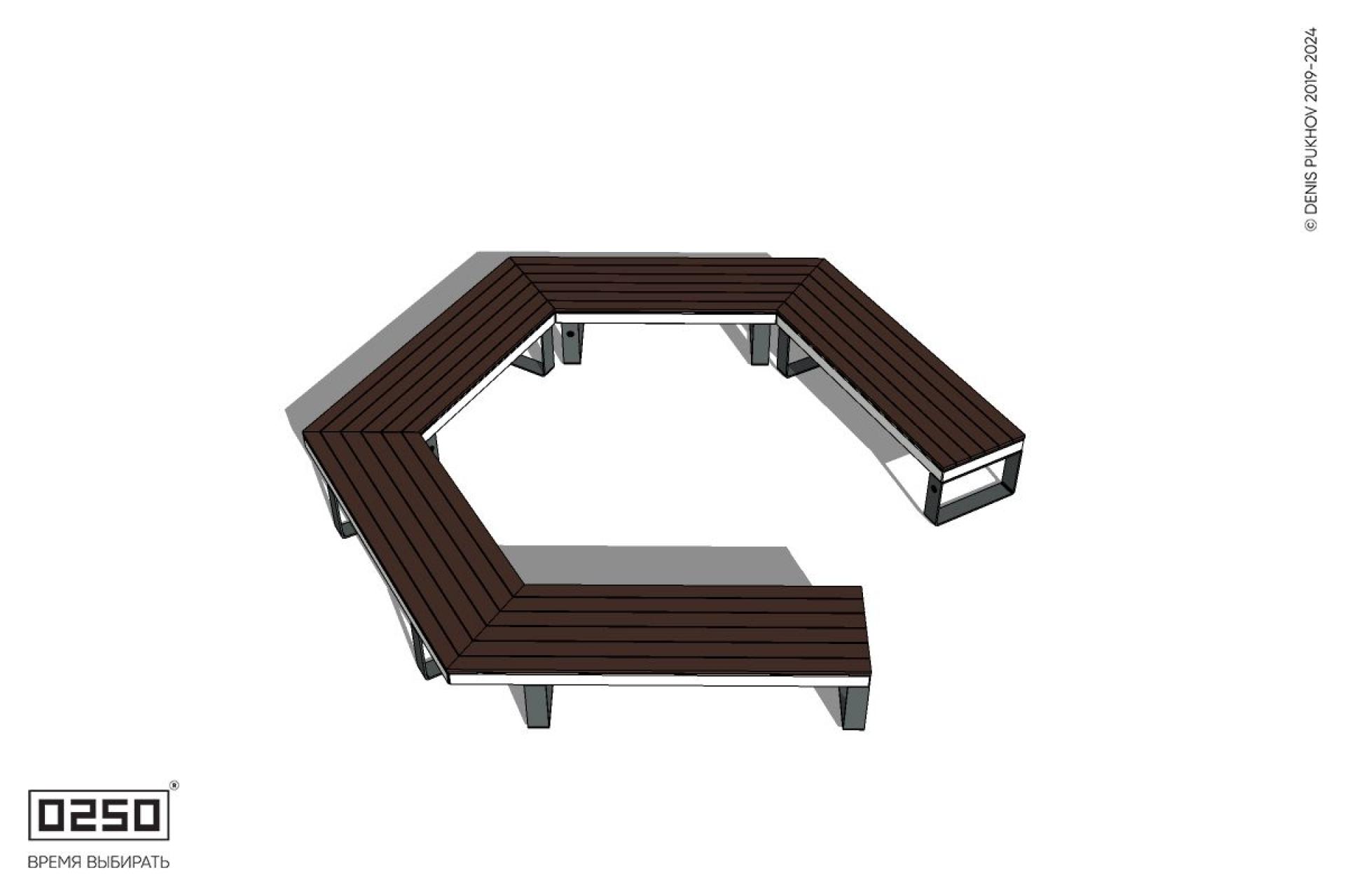 Уличная Четырехповоротная прямоконечная скамейка на ножках производство 0250