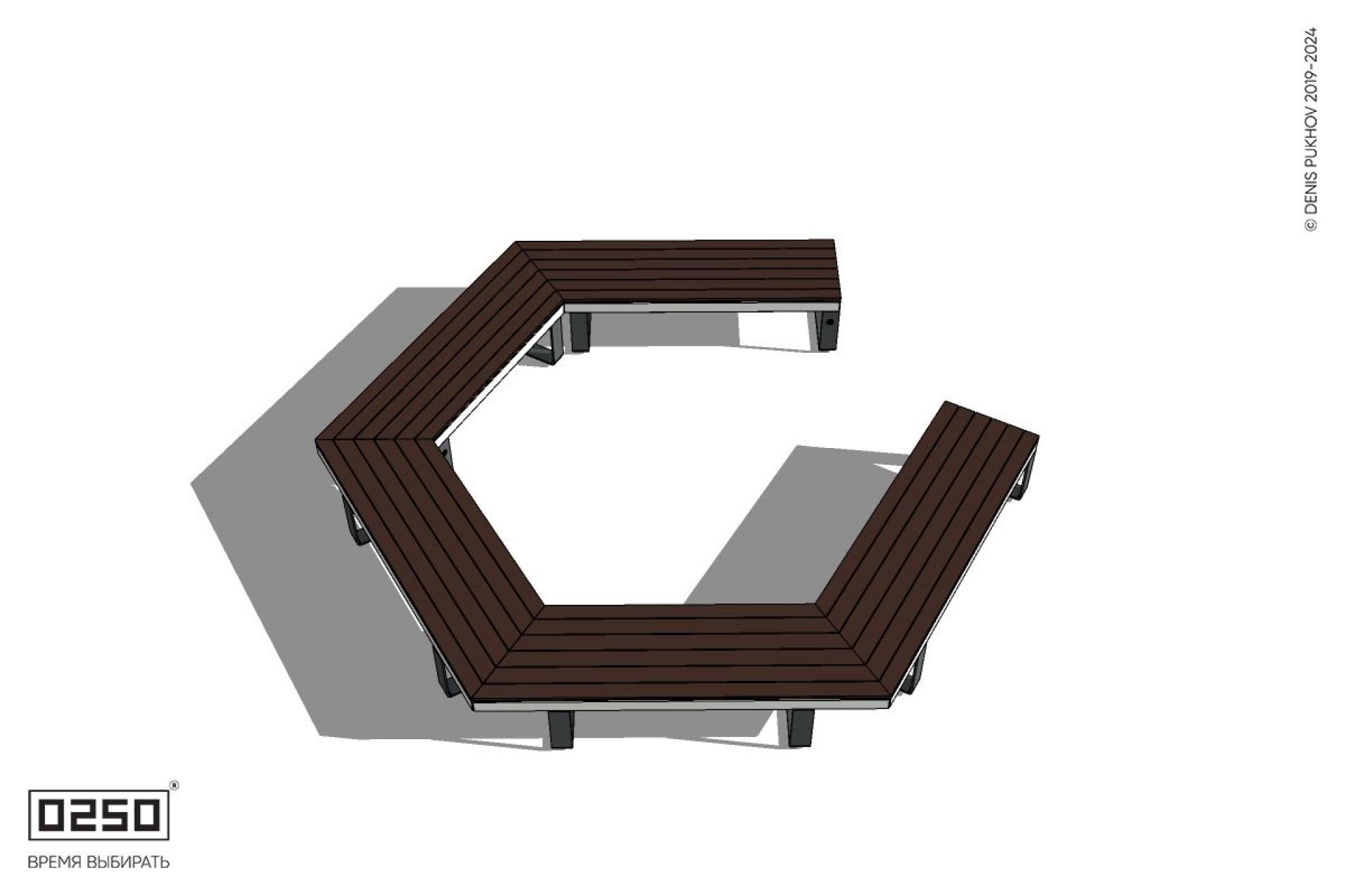 Уличная Четырехповоротная прямоконечная скамейка на ножках производство 0250