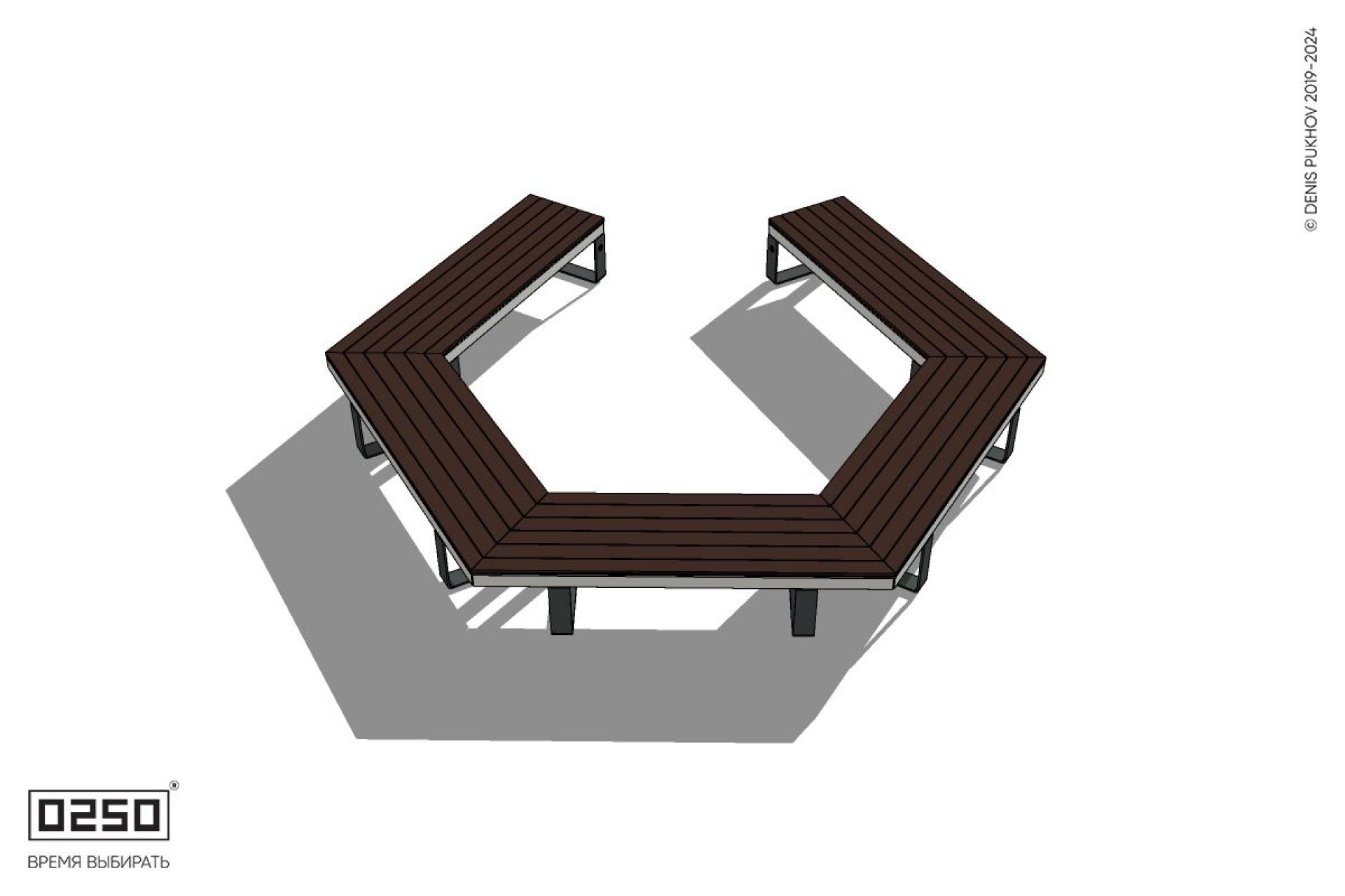 Уличная Четырехповоротная прямоконечная скамейка на ножках производство 0250