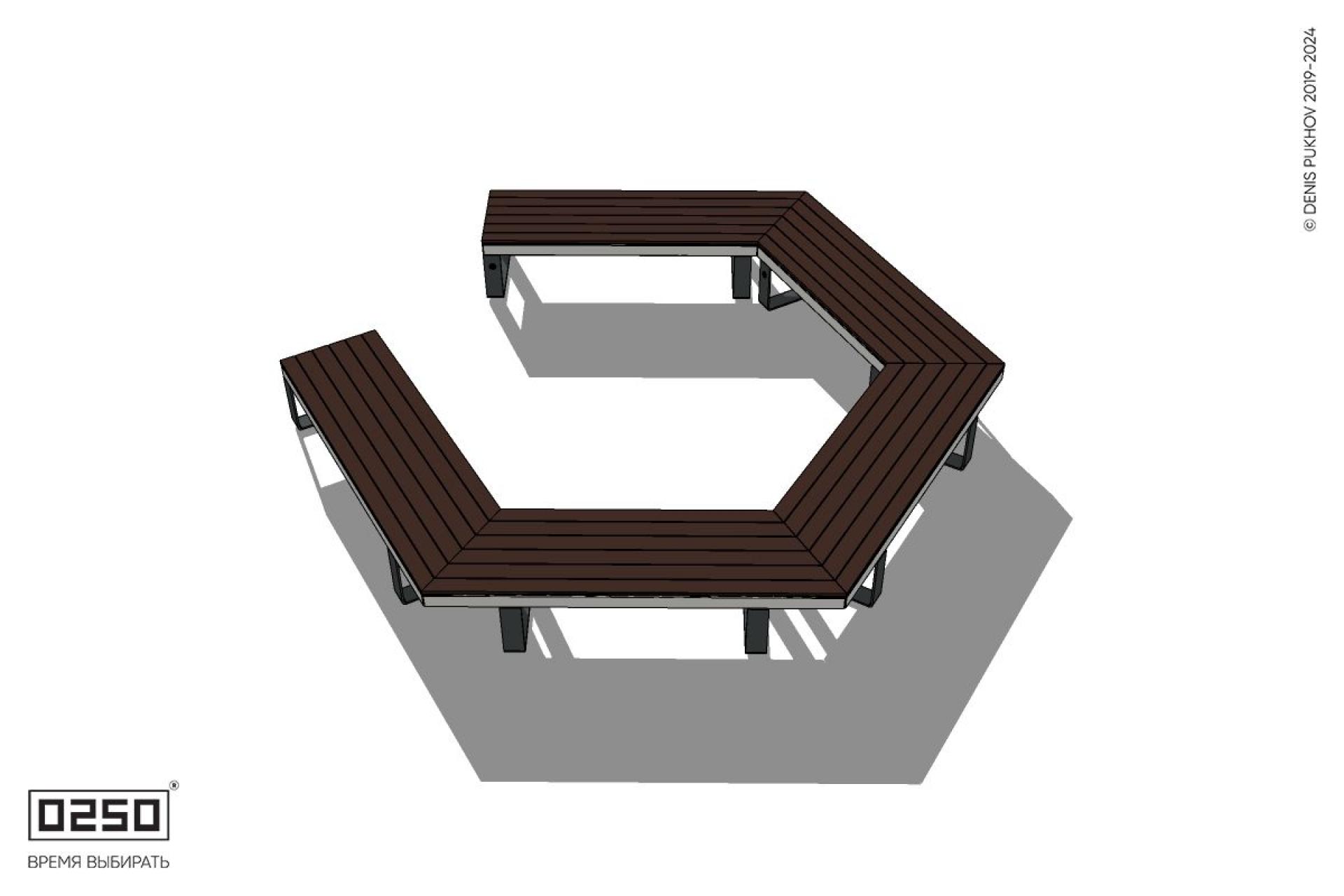 Уличная Четырехповоротная прямоконечная скамейка на ножках производство 0250