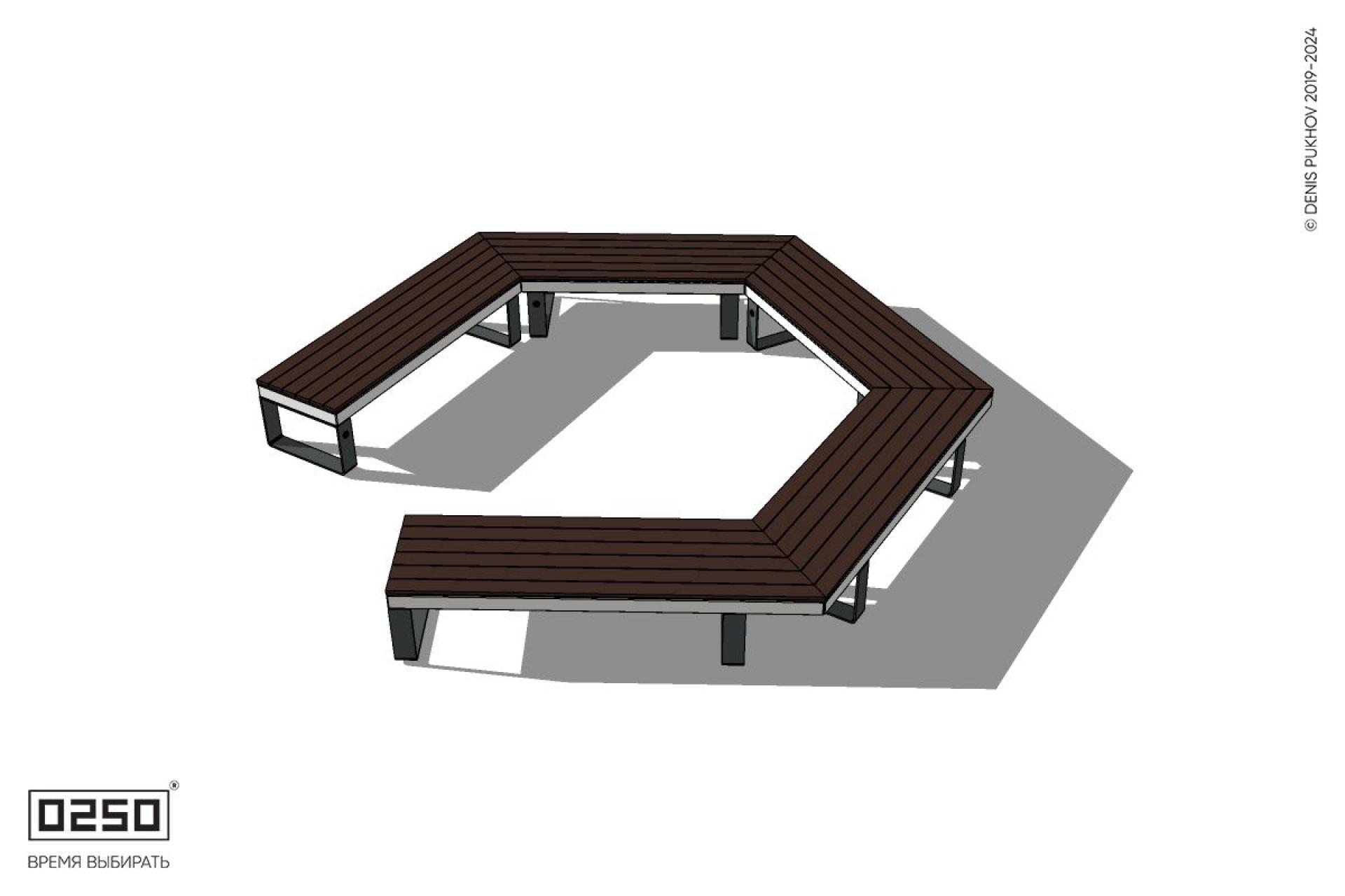 Уличная Четырехповоротная прямоконечная скамейка на ножках производство 0250