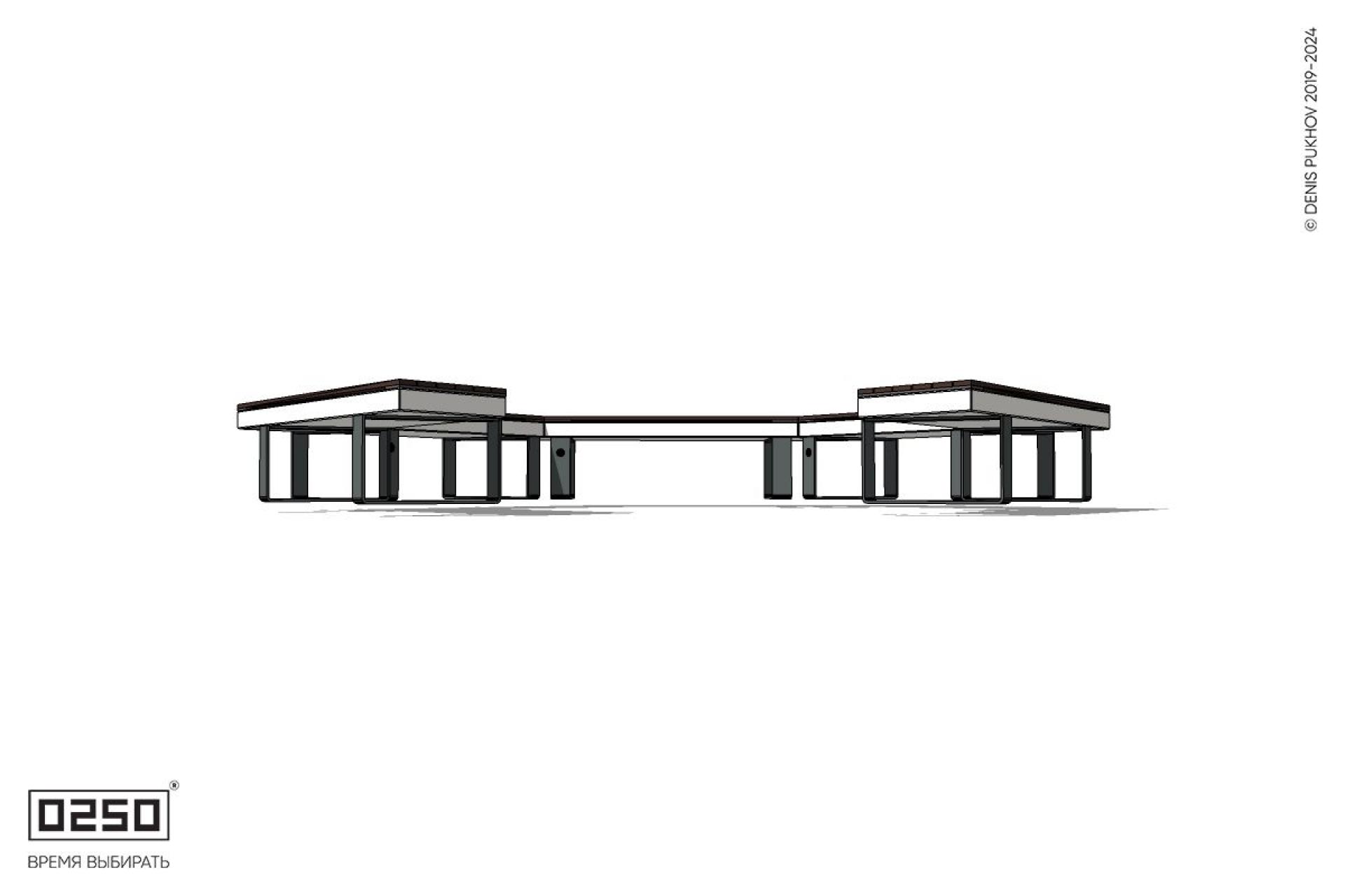 Уличная Четырехповоротная скошенная скамейка на ножках производство 0250