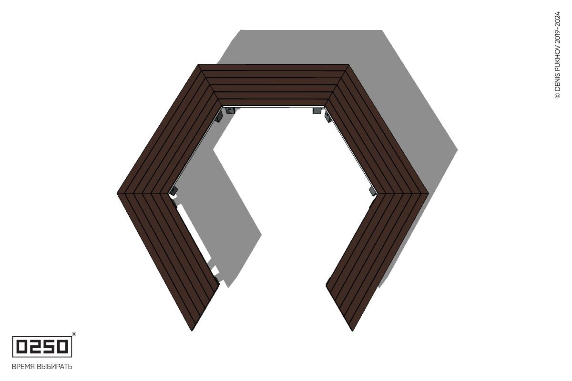 Уличная Четырехповоротная скошенная скамейка на ножках производство 0250, module